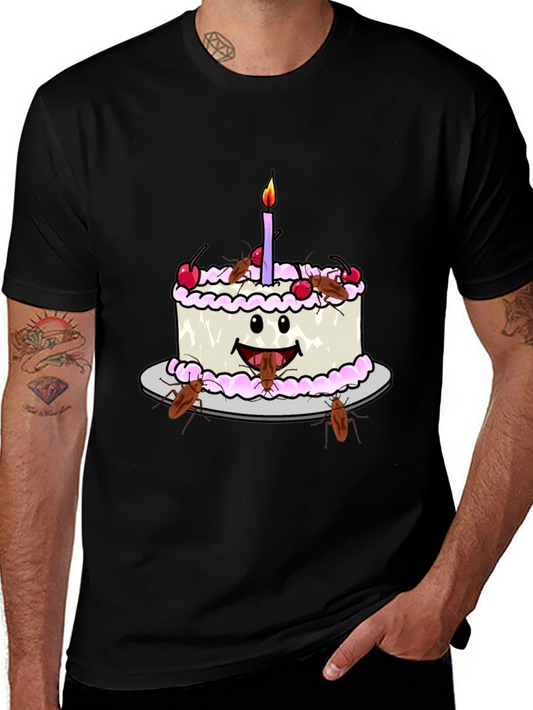 Funny Cockroach Birthday Cake Graphic Tee