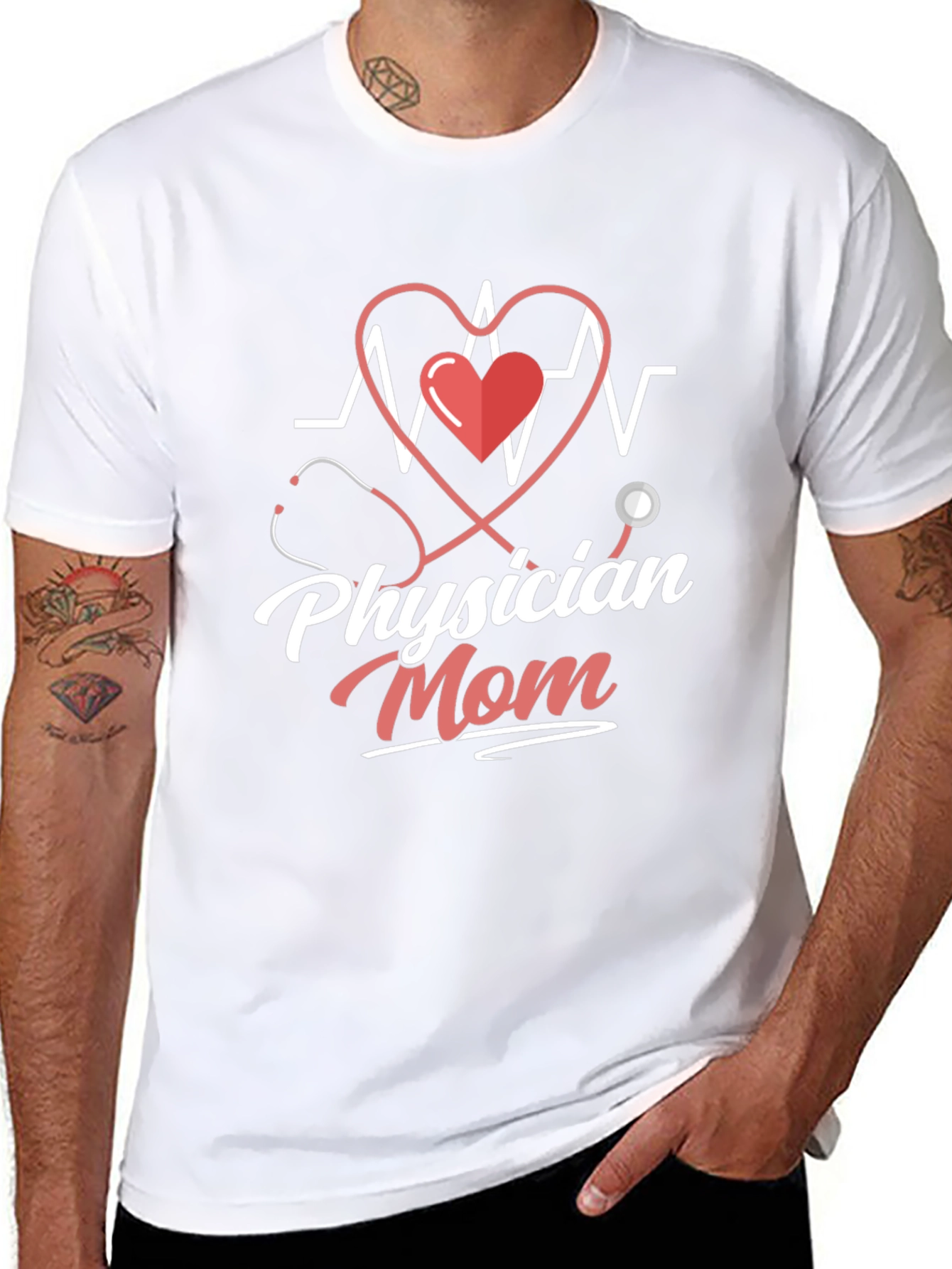 Physician Mom T-Shirt - Doctor Heartbeat Design