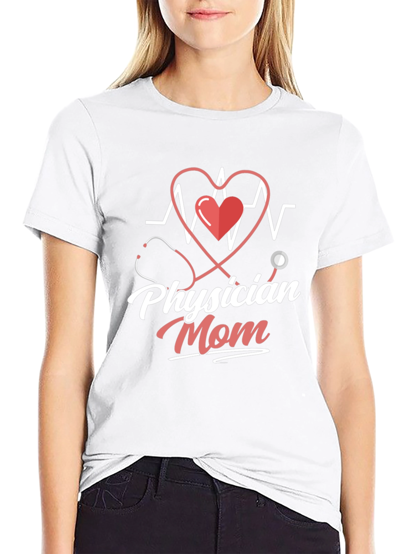 Physician Mom T-Shirt - Doctor Heartbeat Design