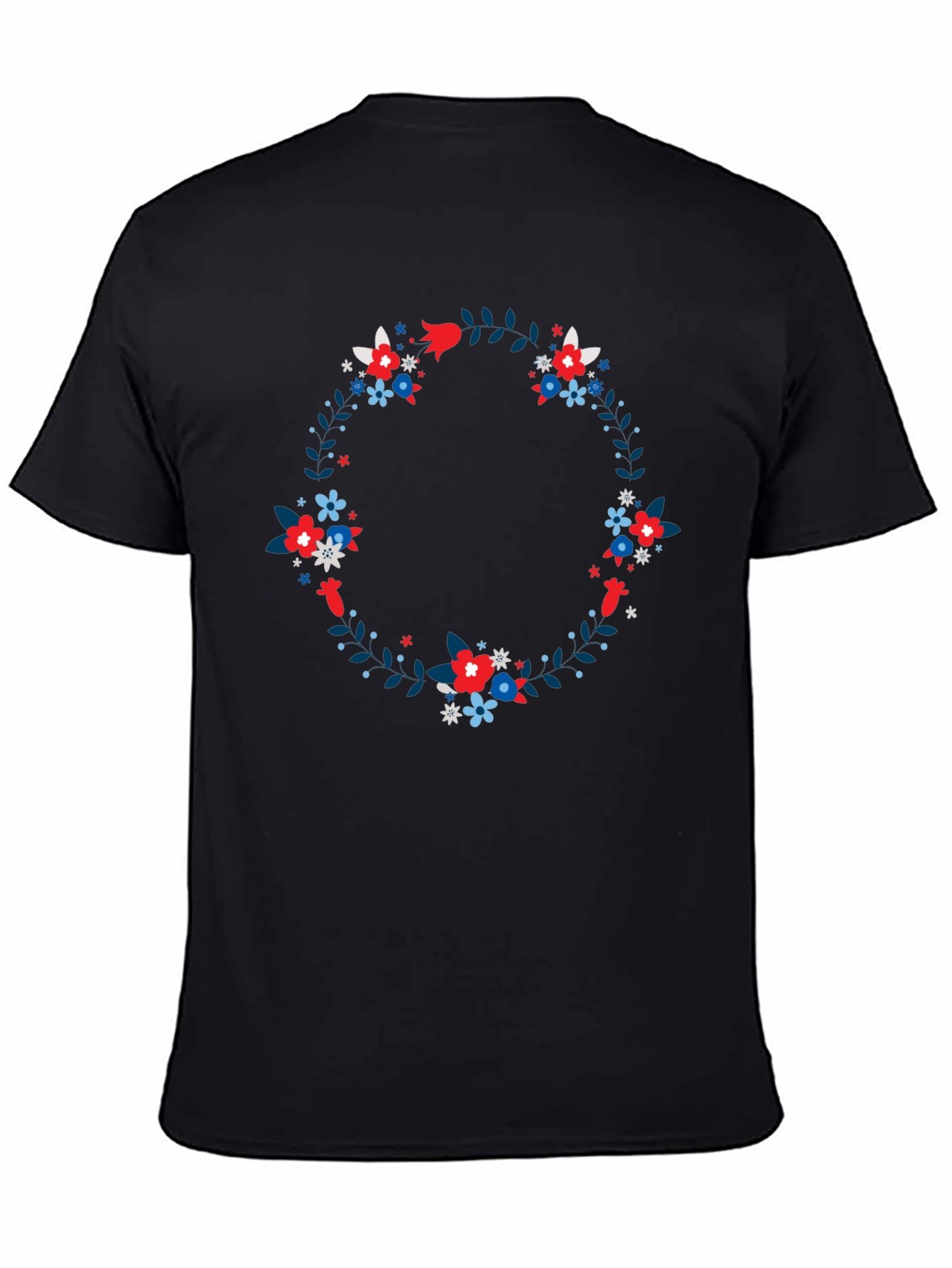 Floral Wreath Black T-Shirt