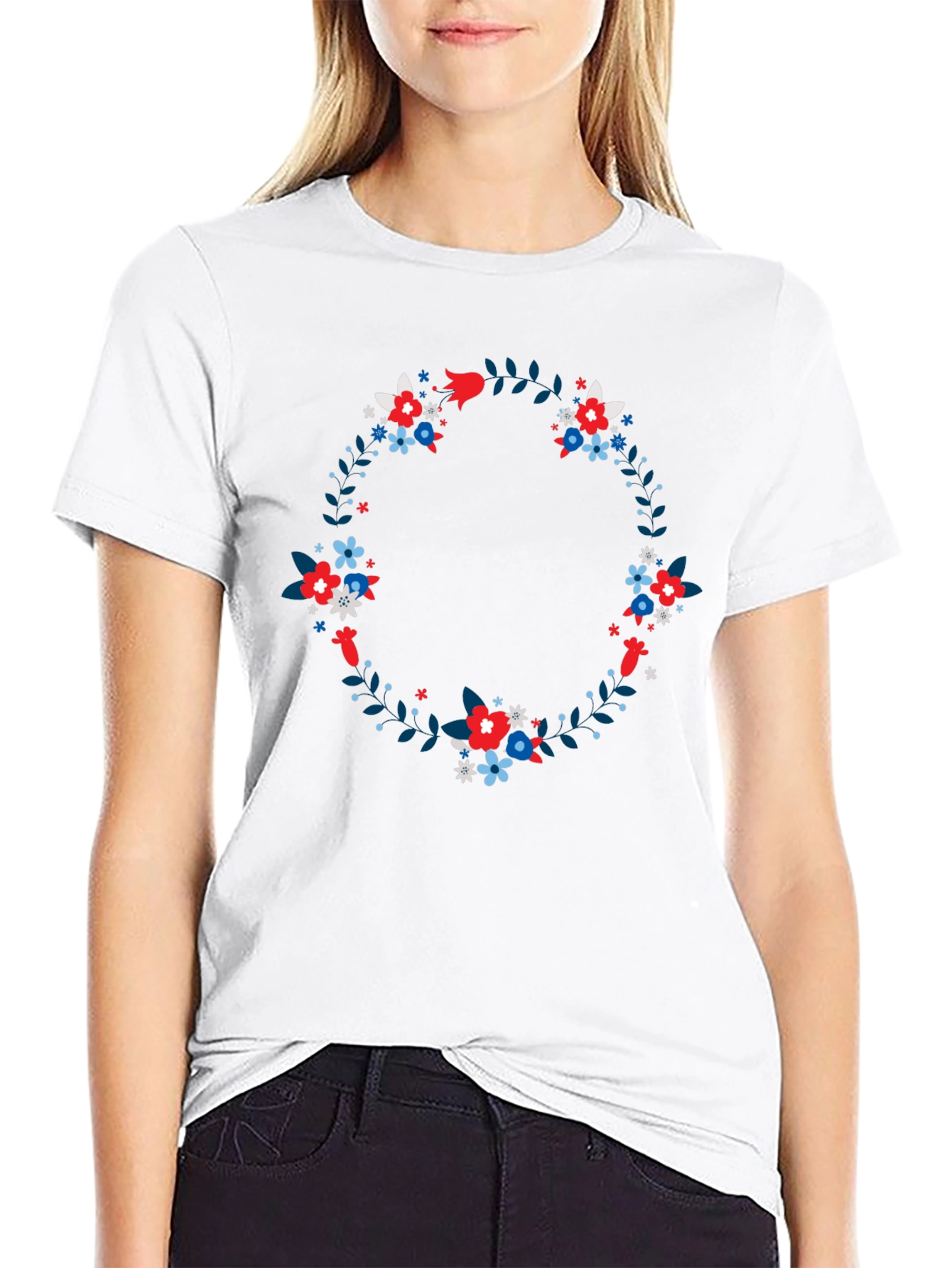 Floral Wreath Black T-Shirt