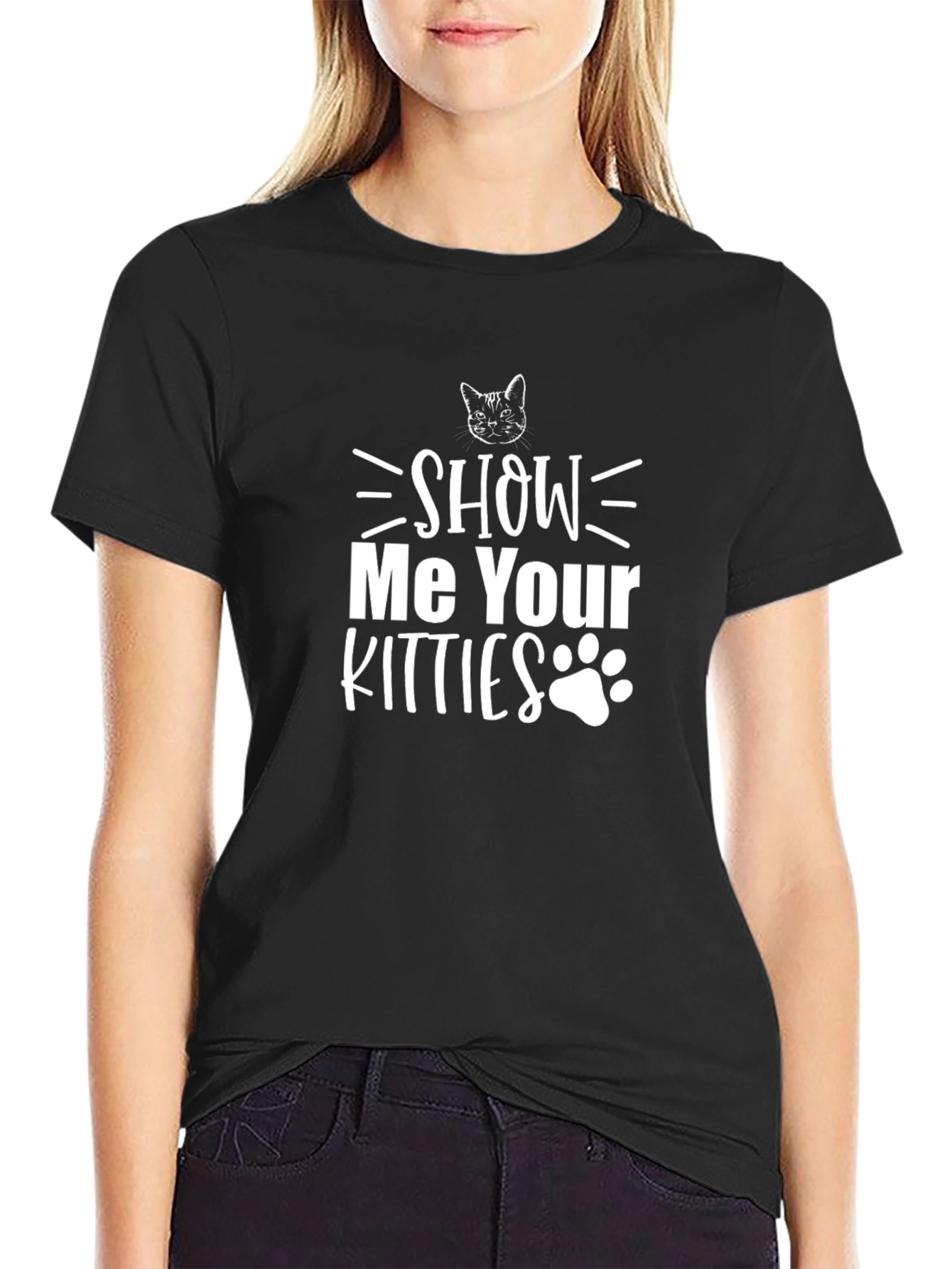 Show Me Your Kitties Graphic Black T-Shirt
