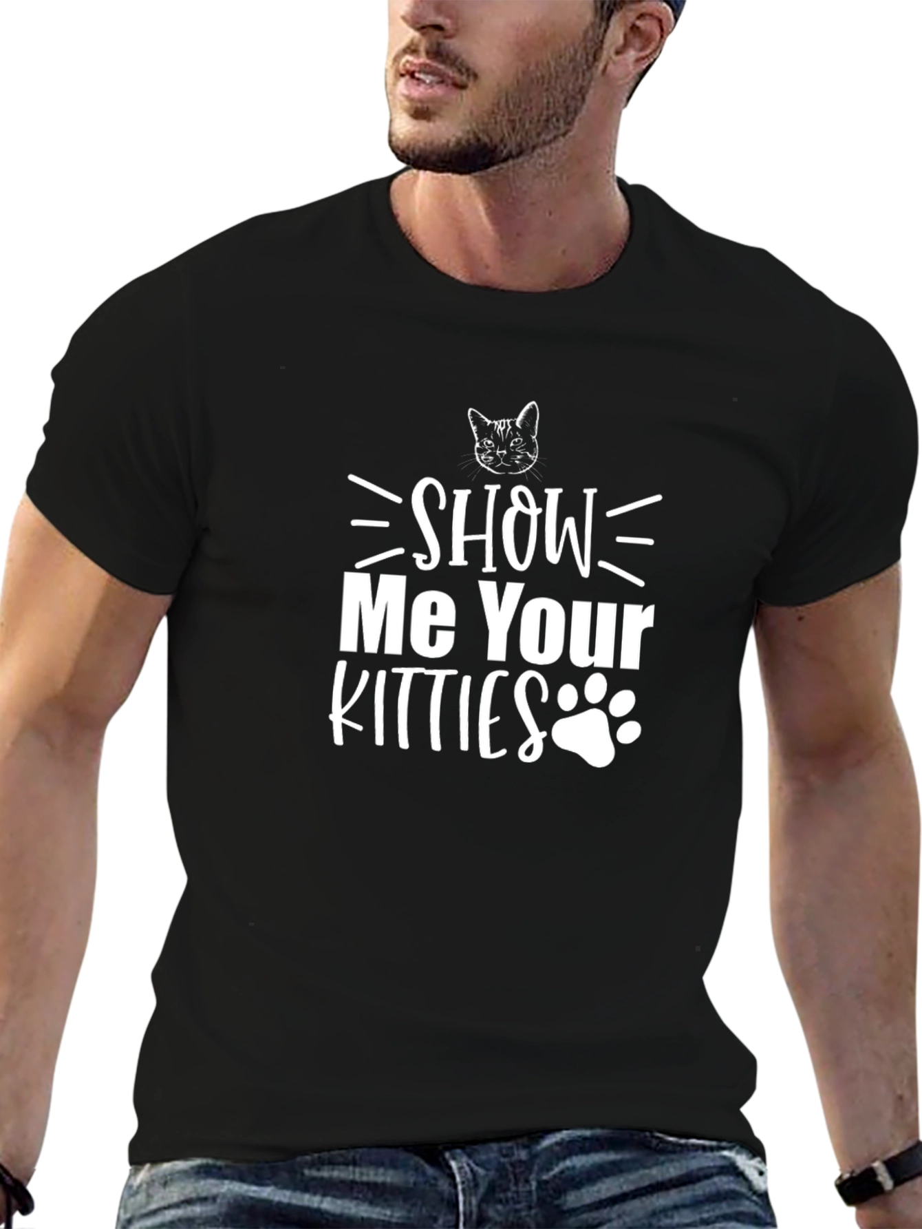 Show Me Your Kitties Graphic Black T-Shirt