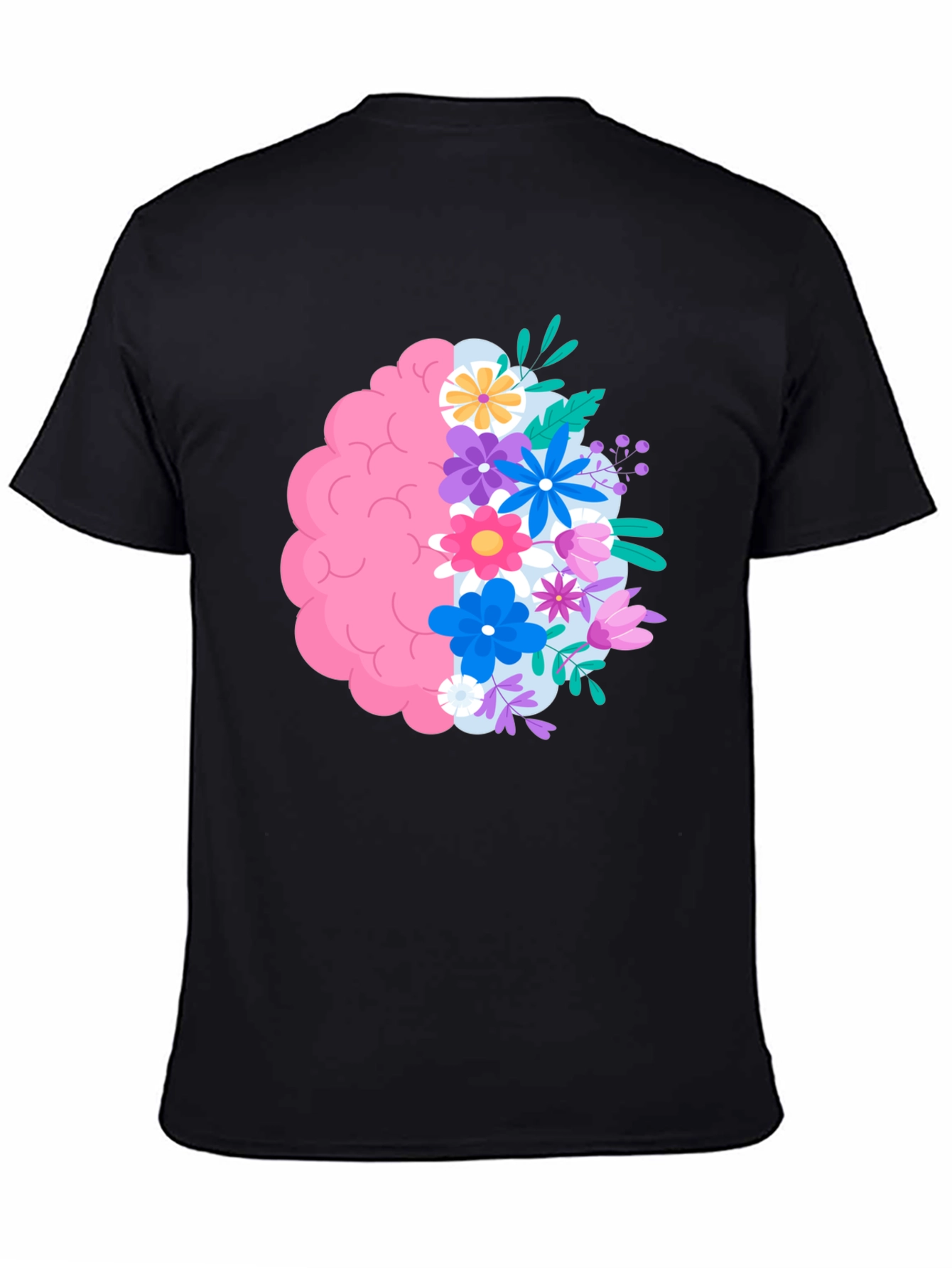 Floral Brain Graphic Tee - Black