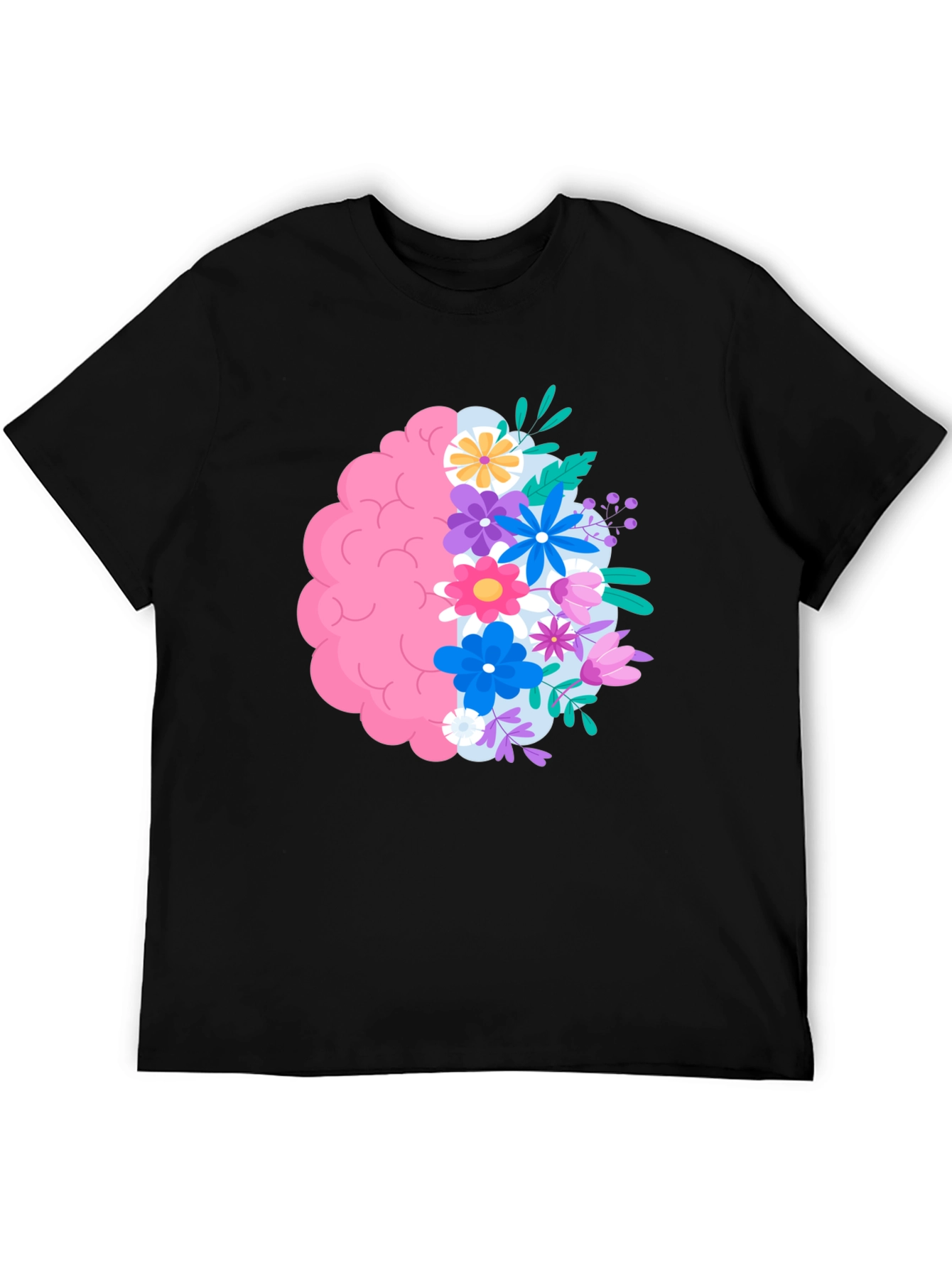 Floral Brain Graphic Tee - Black