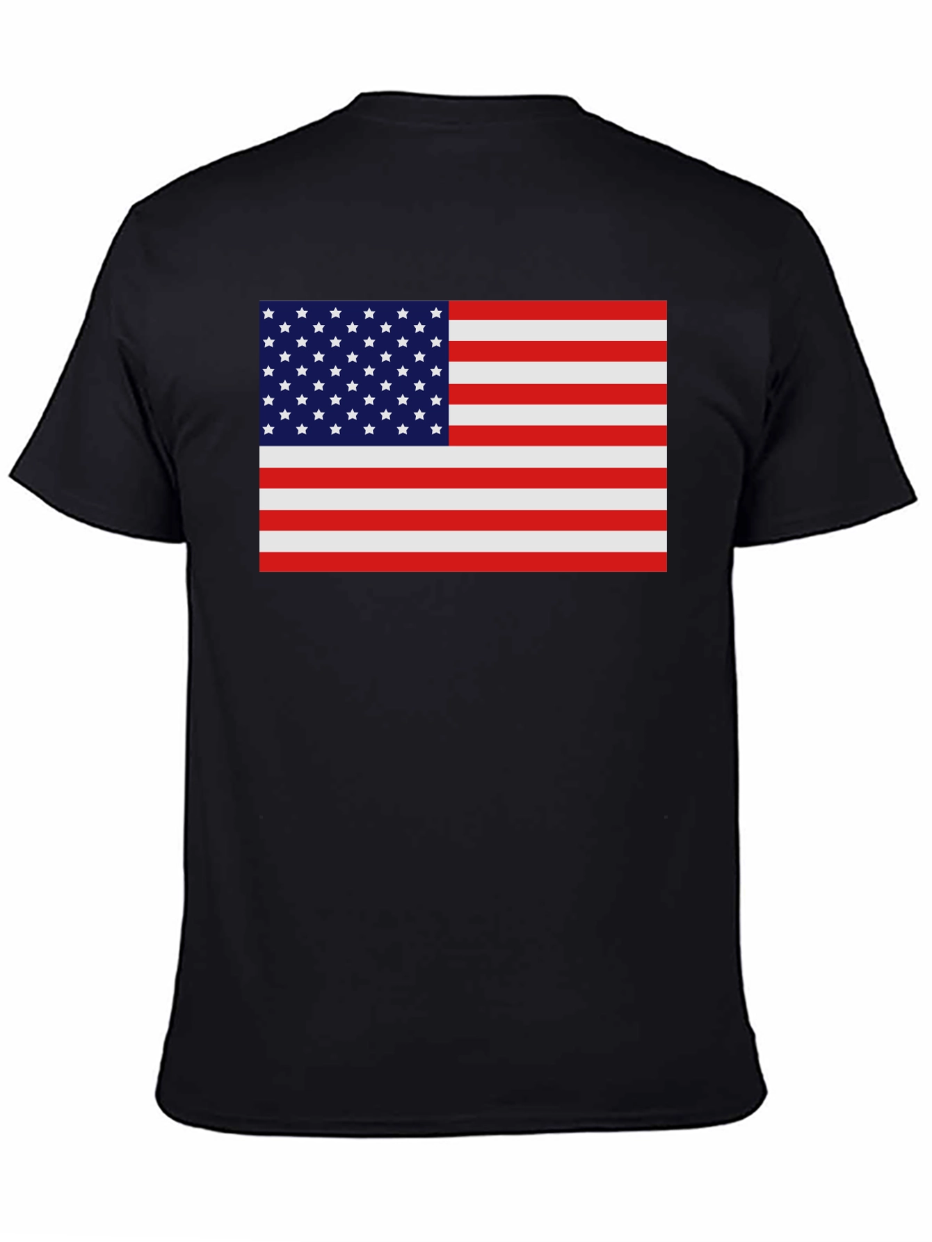 American Flag Graphic Tee - Black Crew Neck Shirt
