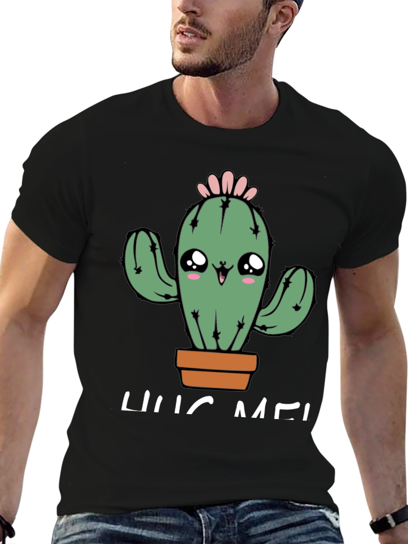Cute Cactus Hug Me Graphic T-Shirt