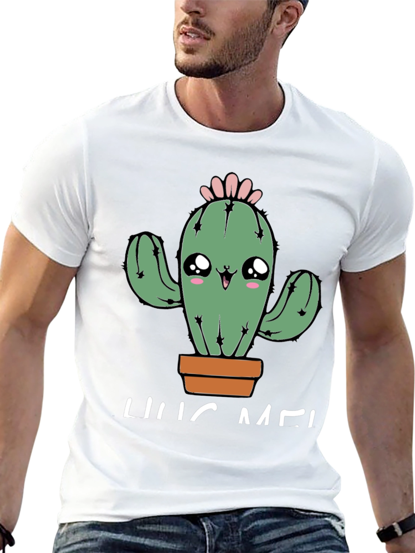 Cute Cactus Hug Me Graphic T-Shirt