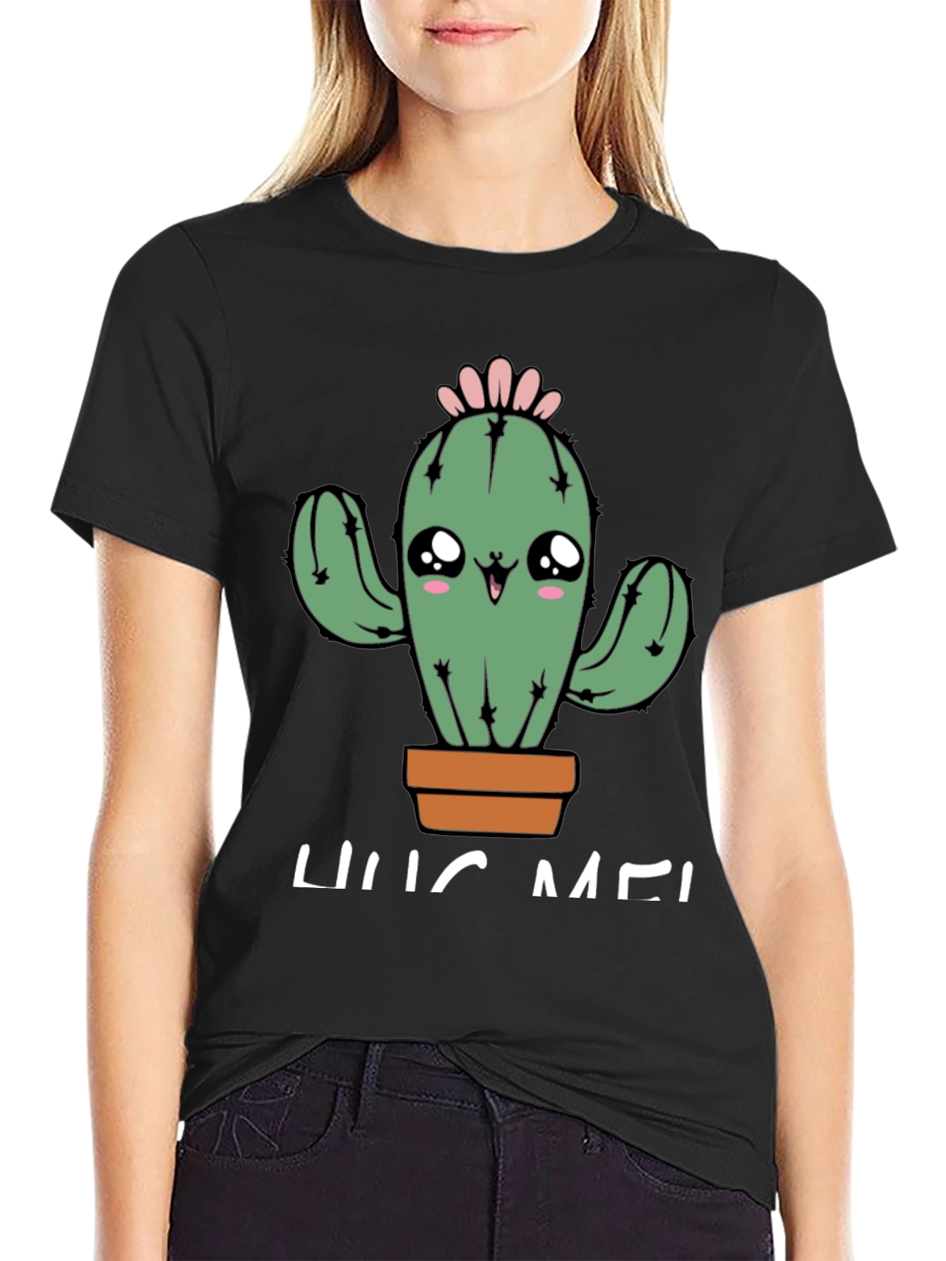 Cute Cactus Hug Me Graphic T-Shirt
