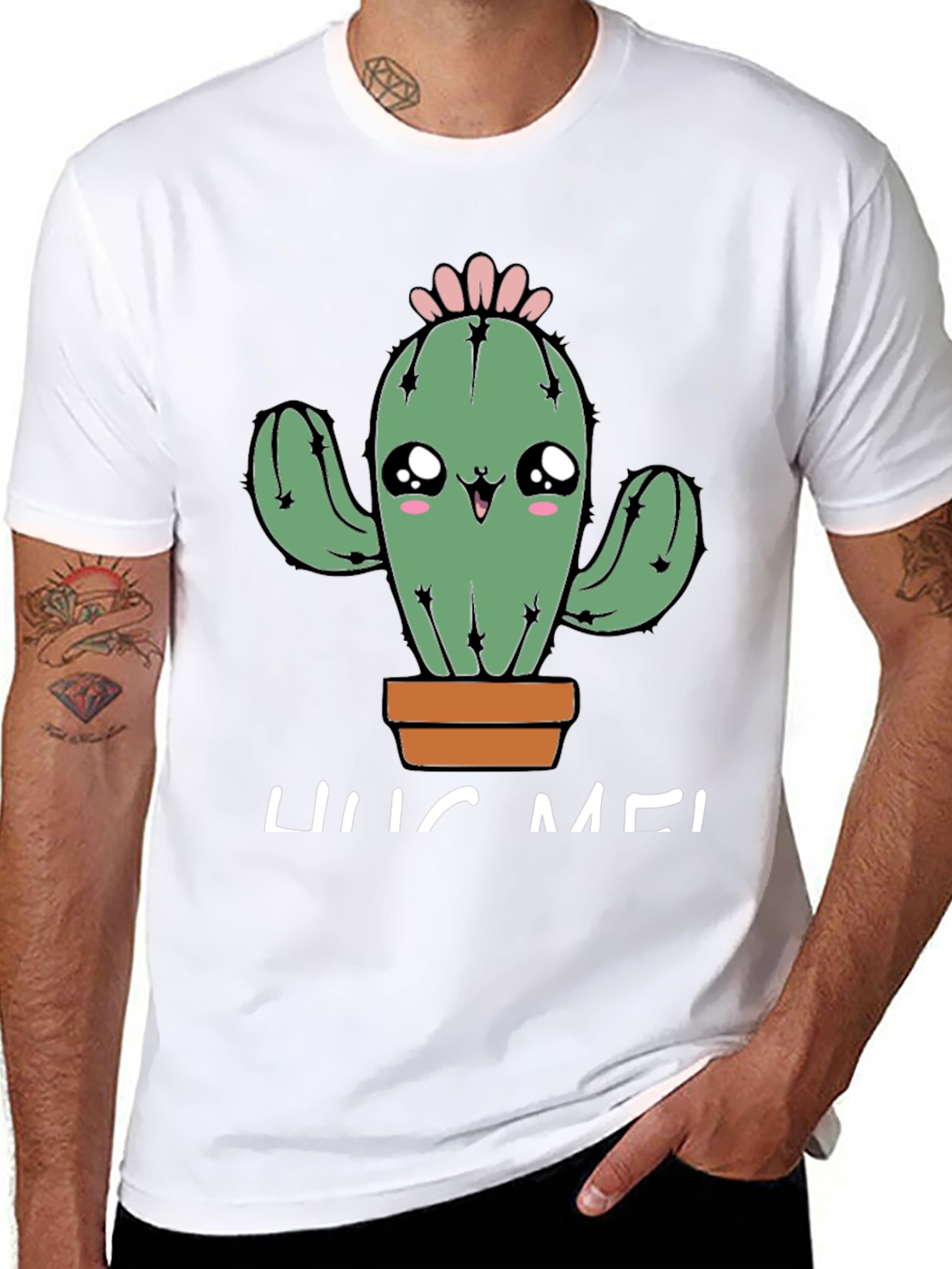 Cute Cactus Hug Me Graphic T-Shirt