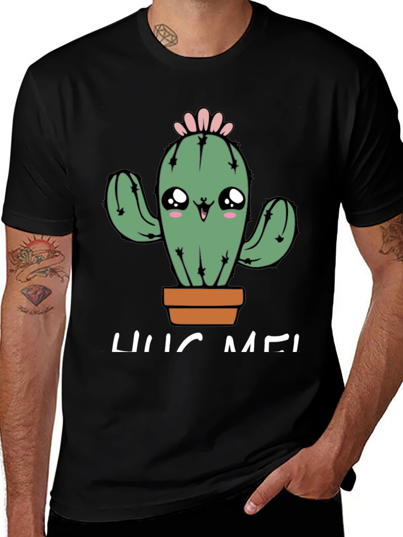 Cute Cactus Hug Me Graphic T-Shirt