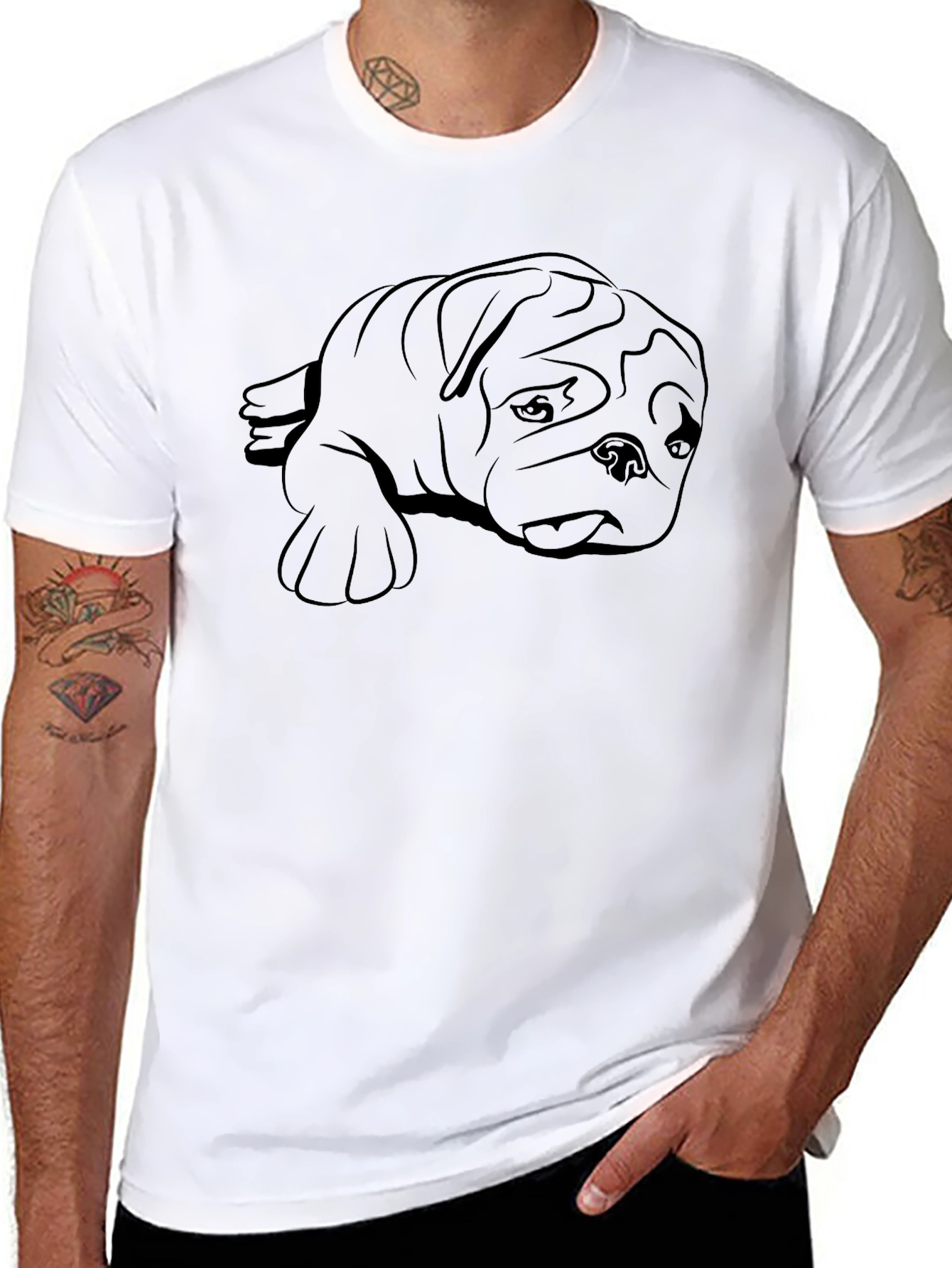Cool Bulldog Graphic Tee - Black