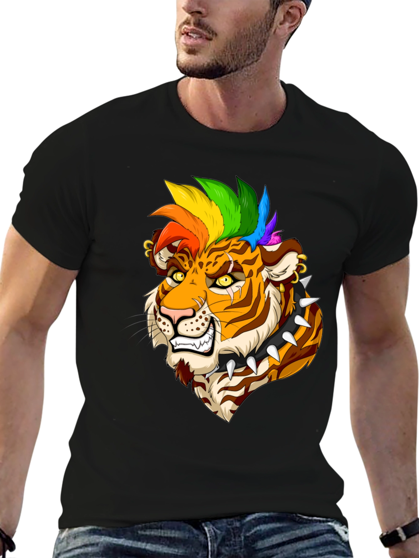 Punk Tiger Graphic Tee - Bold & Edgy Design