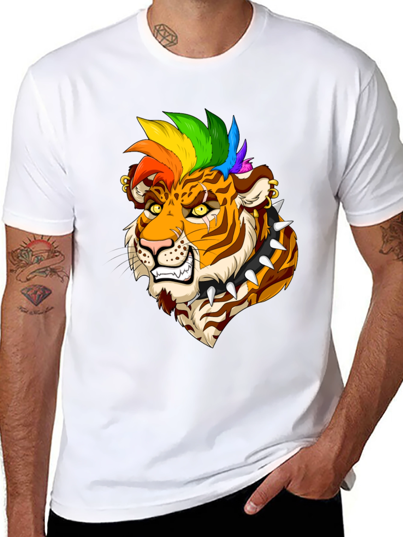 Punk Tiger Graphic Tee - Bold & Edgy Design