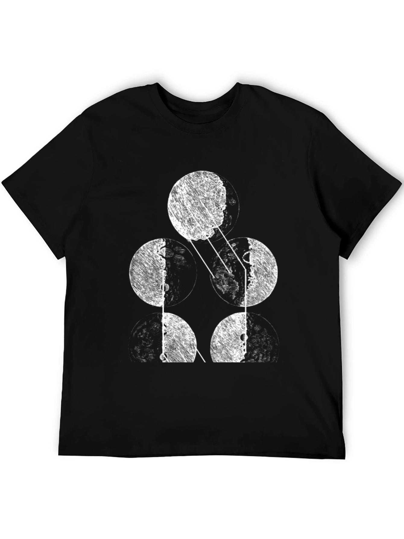 Abstract Moon Phases Graphic Tee - Black