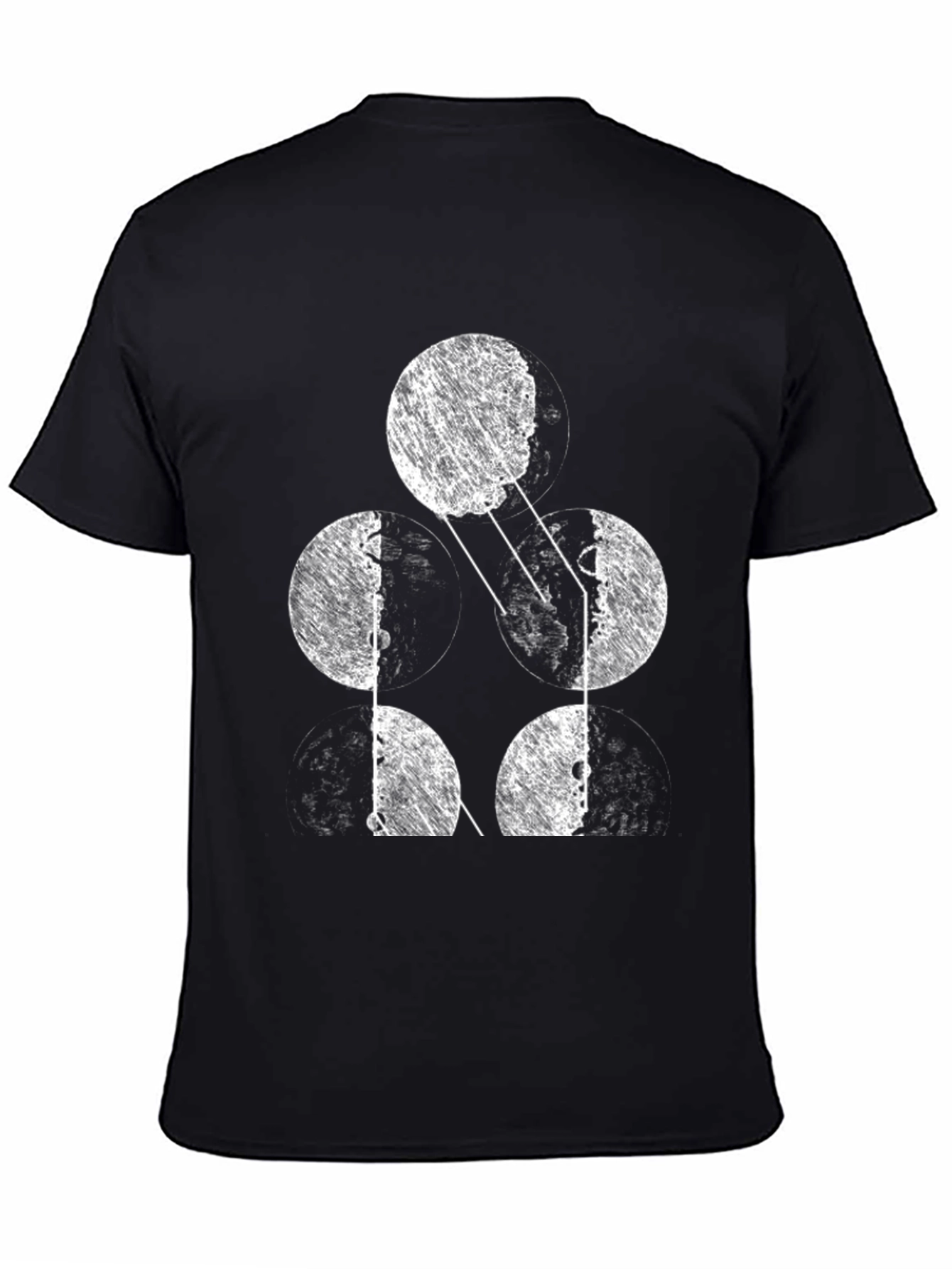 Abstract Moon Phases Graphic Tee - Black