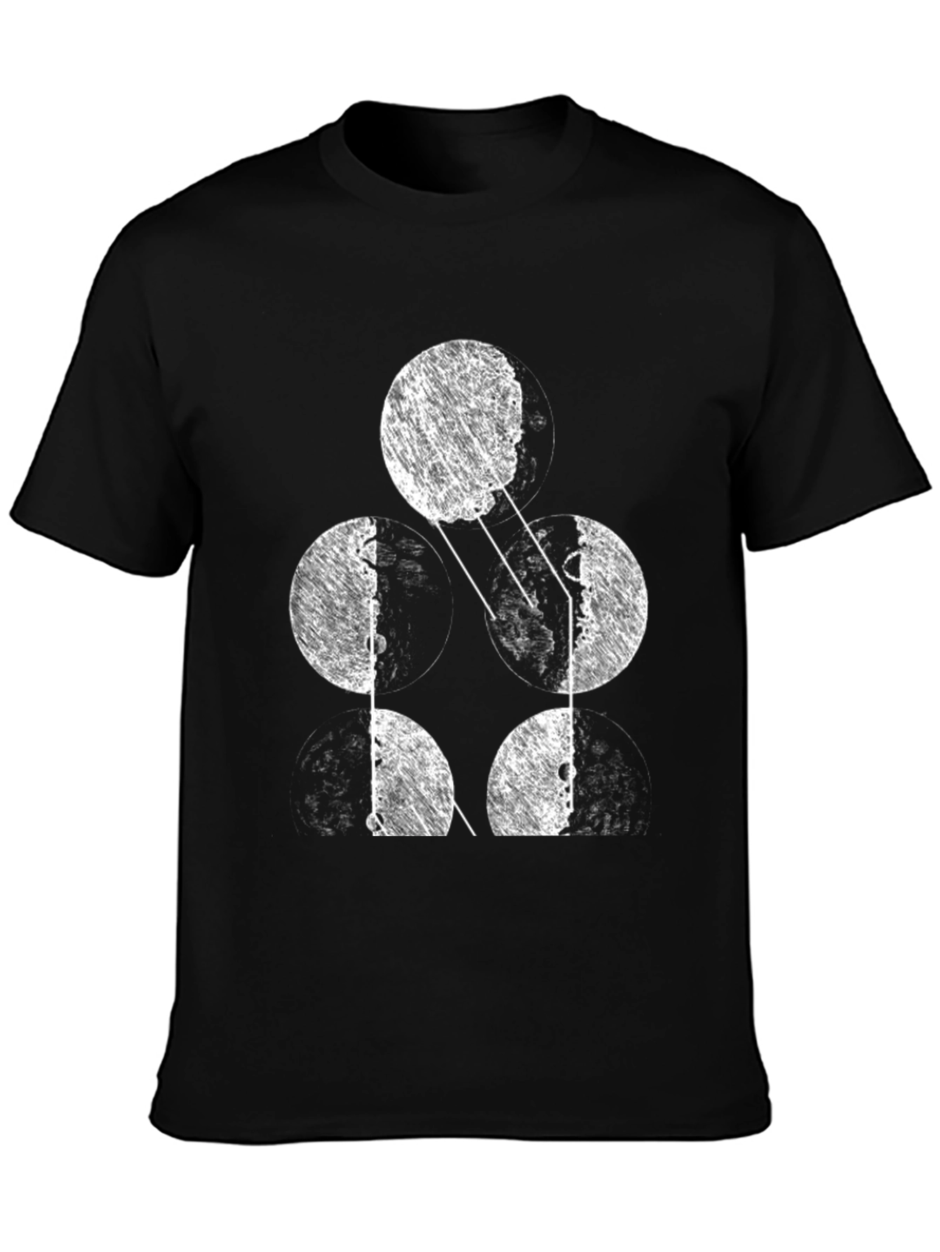 Abstract Moon Phases Graphic Tee - Black
