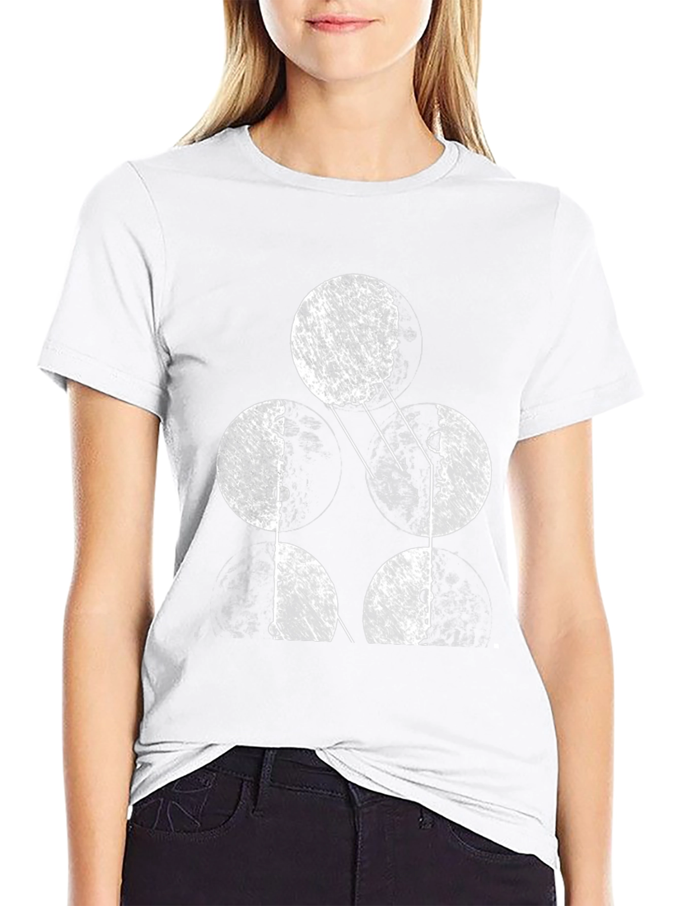 Abstract Moon Phases Graphic Tee - Black