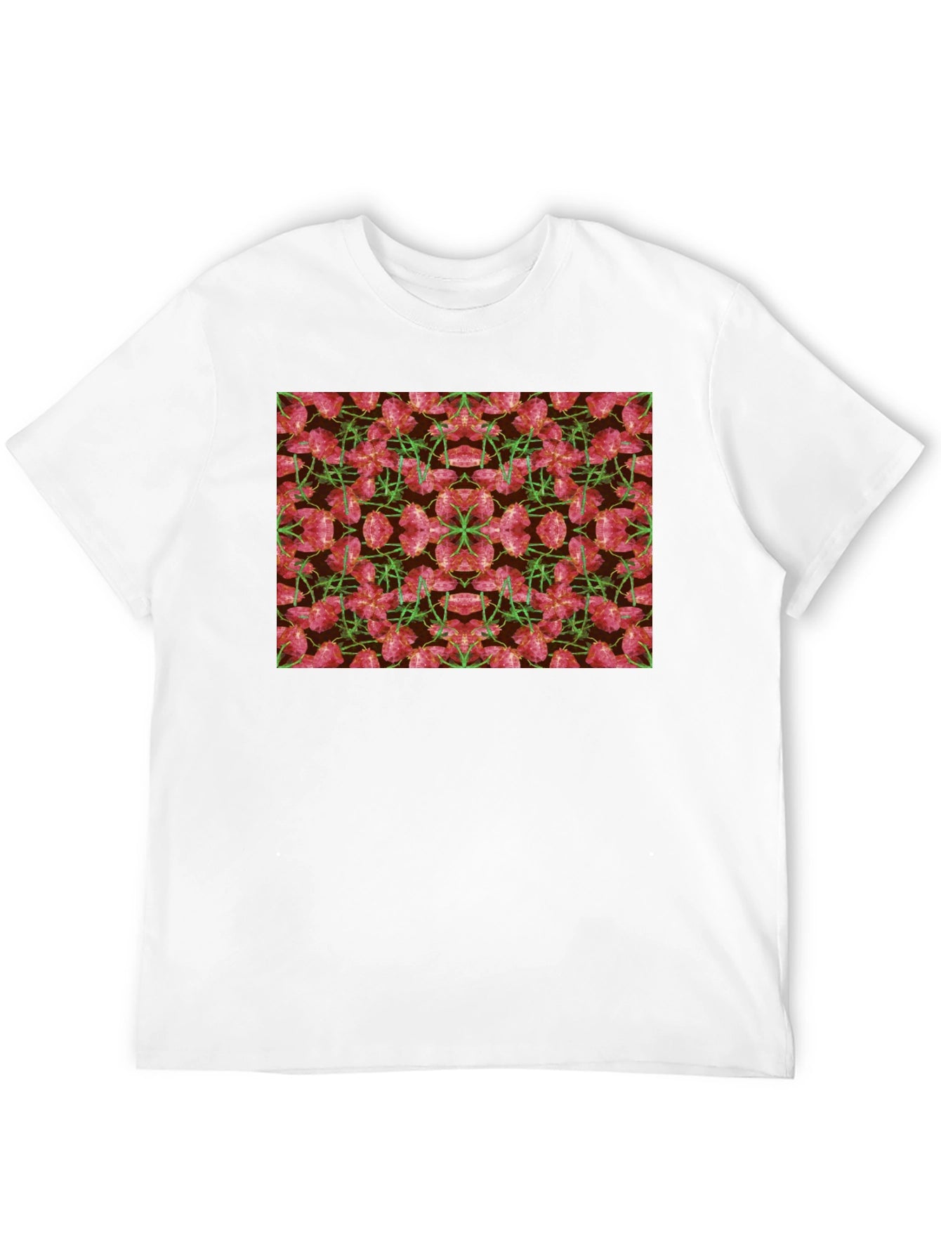 Floral Kaleidoscope Mens Black T-Shirt