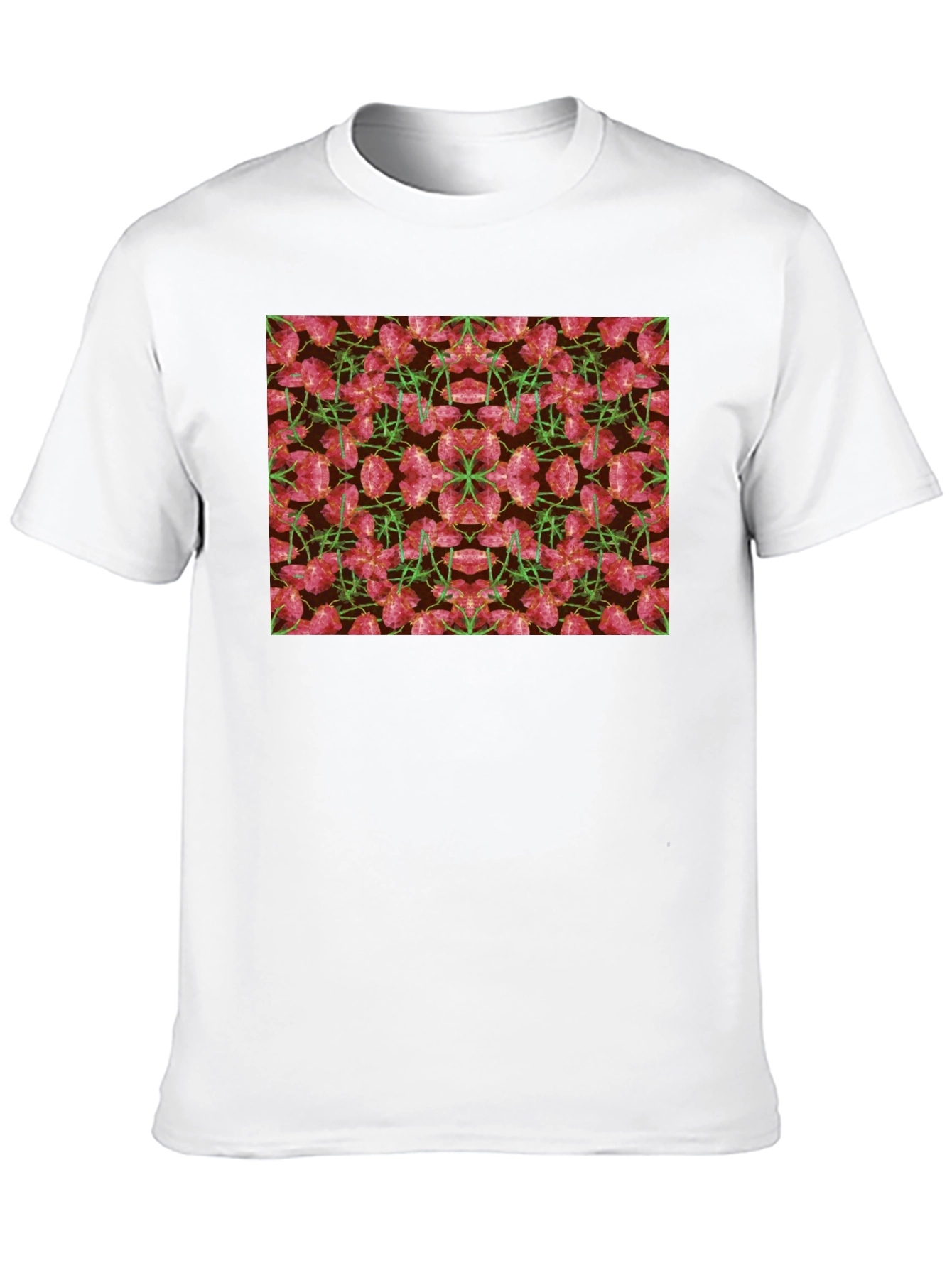 Floral Kaleidoscope Mens Black T-Shirt