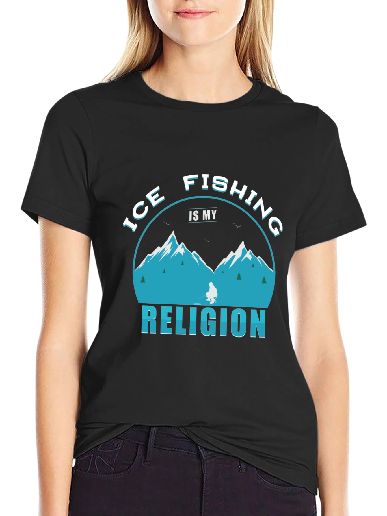Ice Fishing Religion Graphic T-Shirt