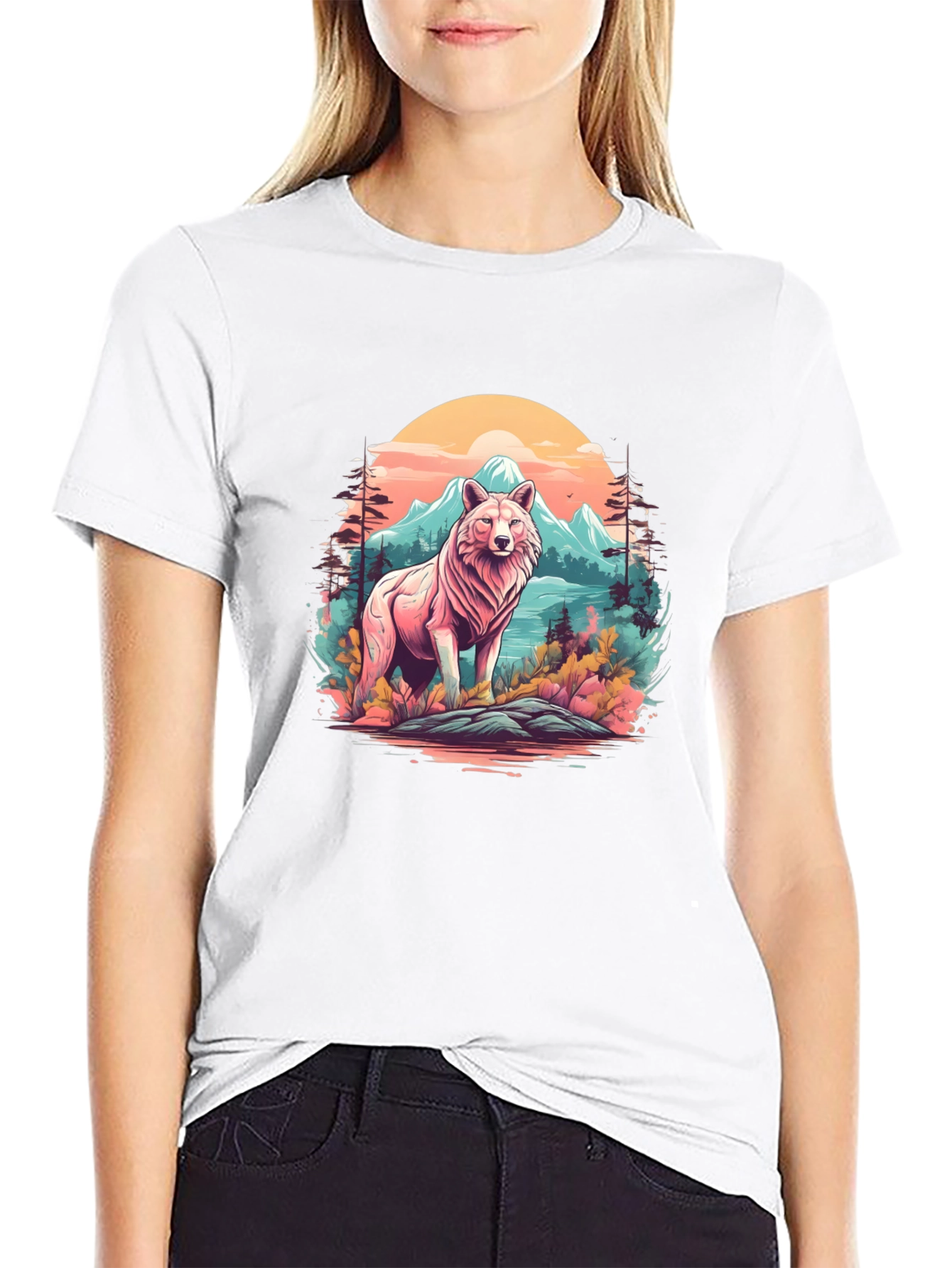 Wolf Nature Scene Graphic Tee