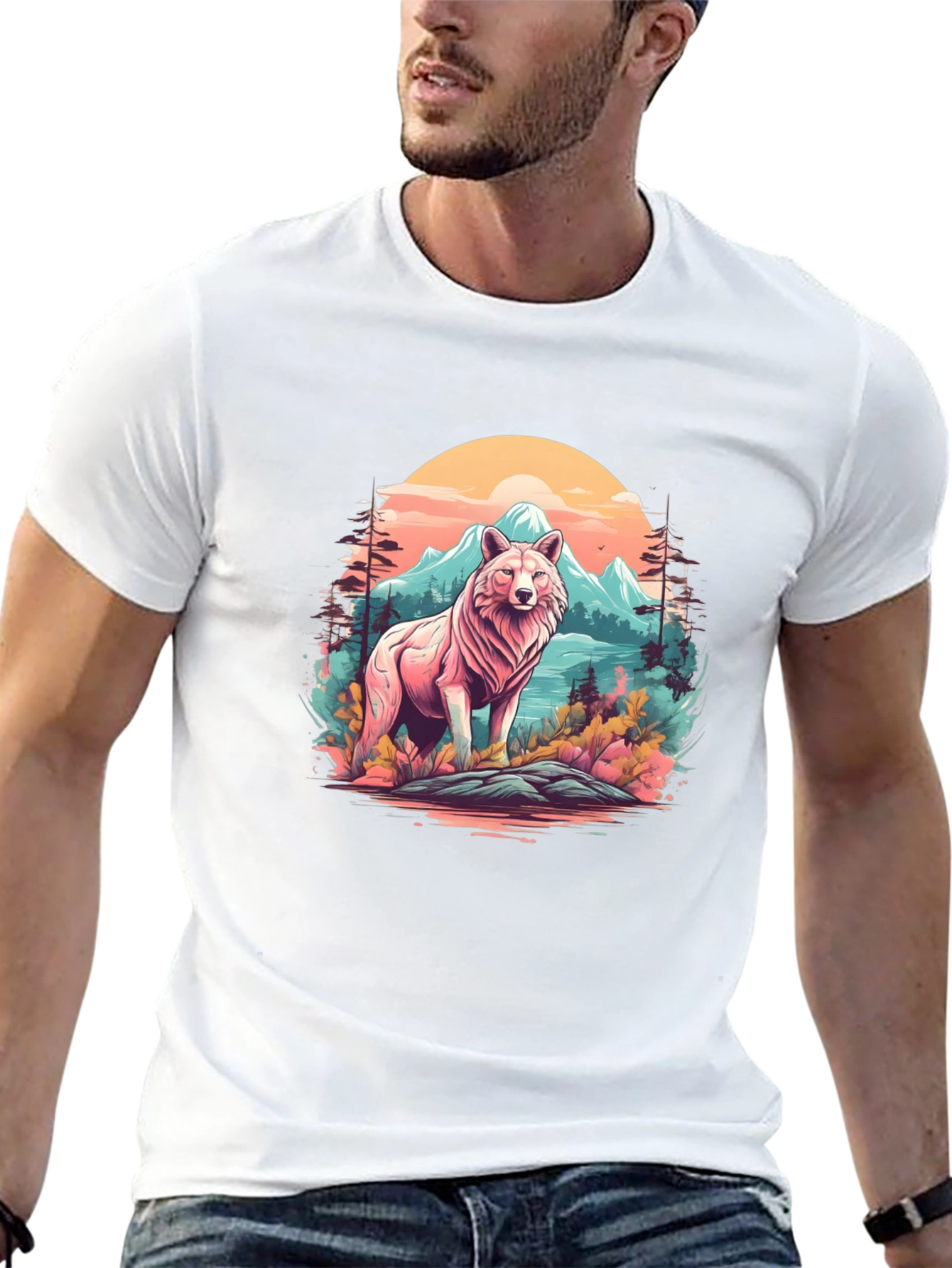 Wolf Nature Scene Graphic Tee