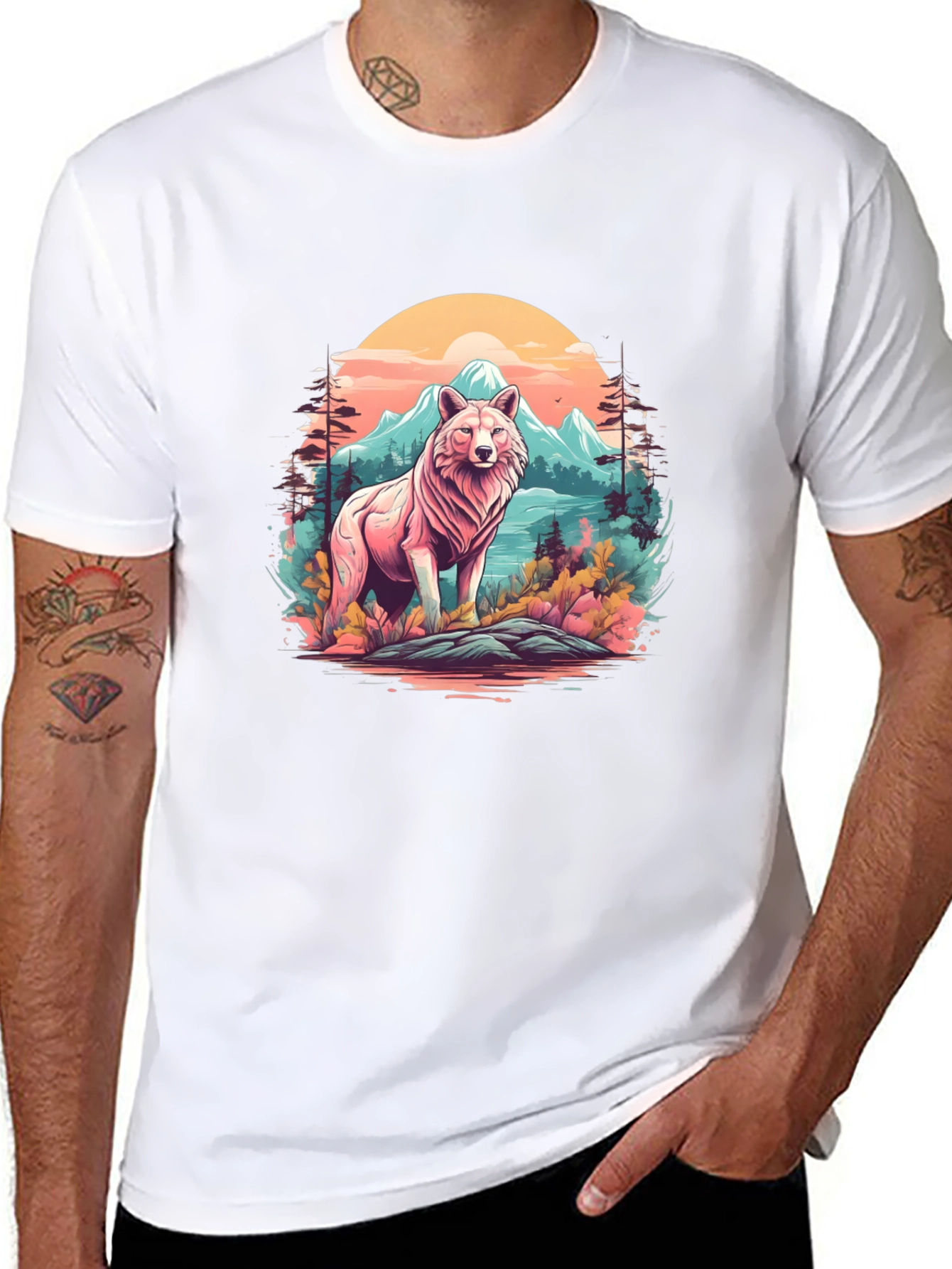 Wolf Nature Scene Graphic Tee