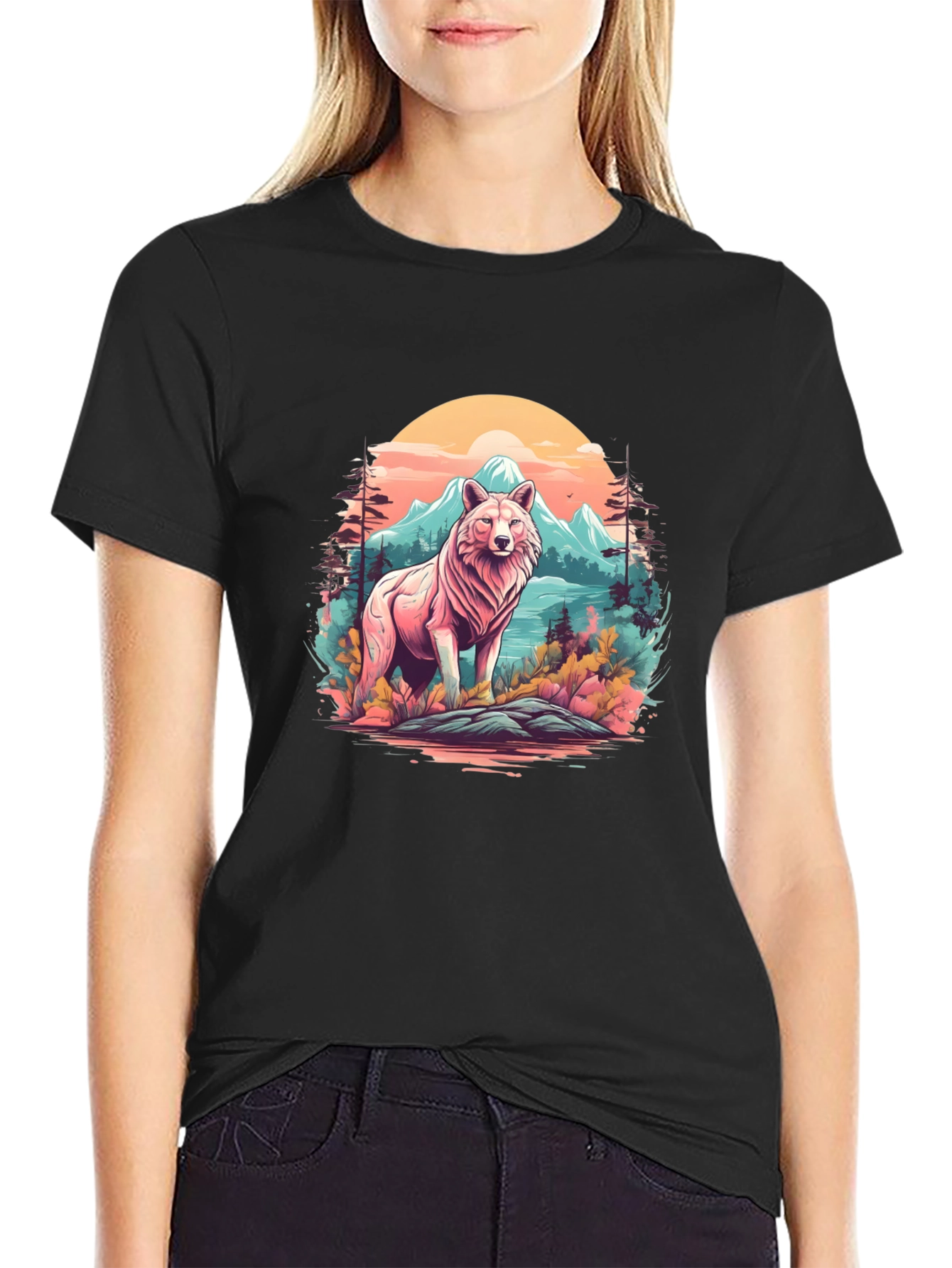 Wolf Nature Scene Graphic Tee