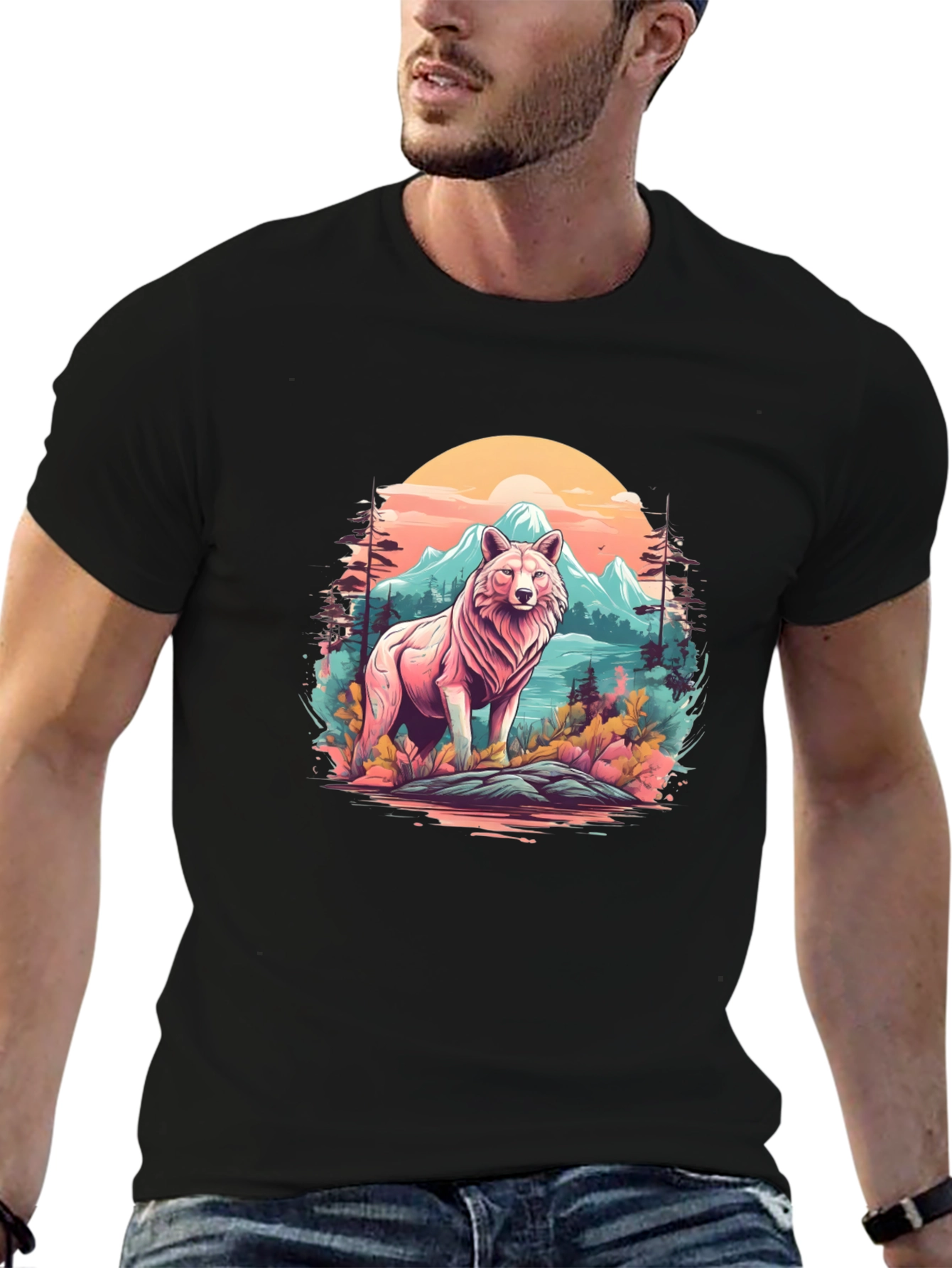 Wolf Nature Scene Graphic Tee