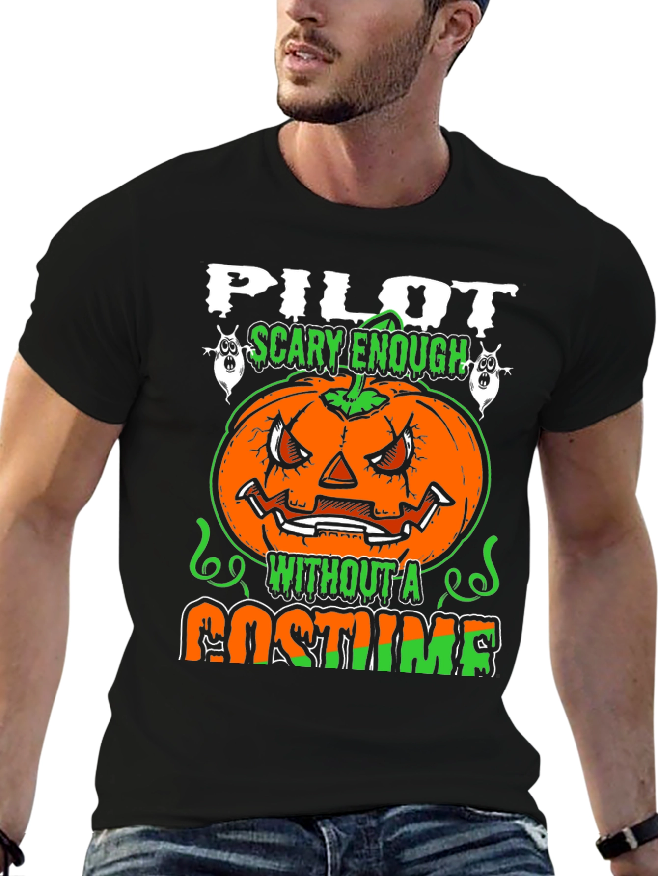 Pilot Scary Enough Halloween Graphic T-Shirt