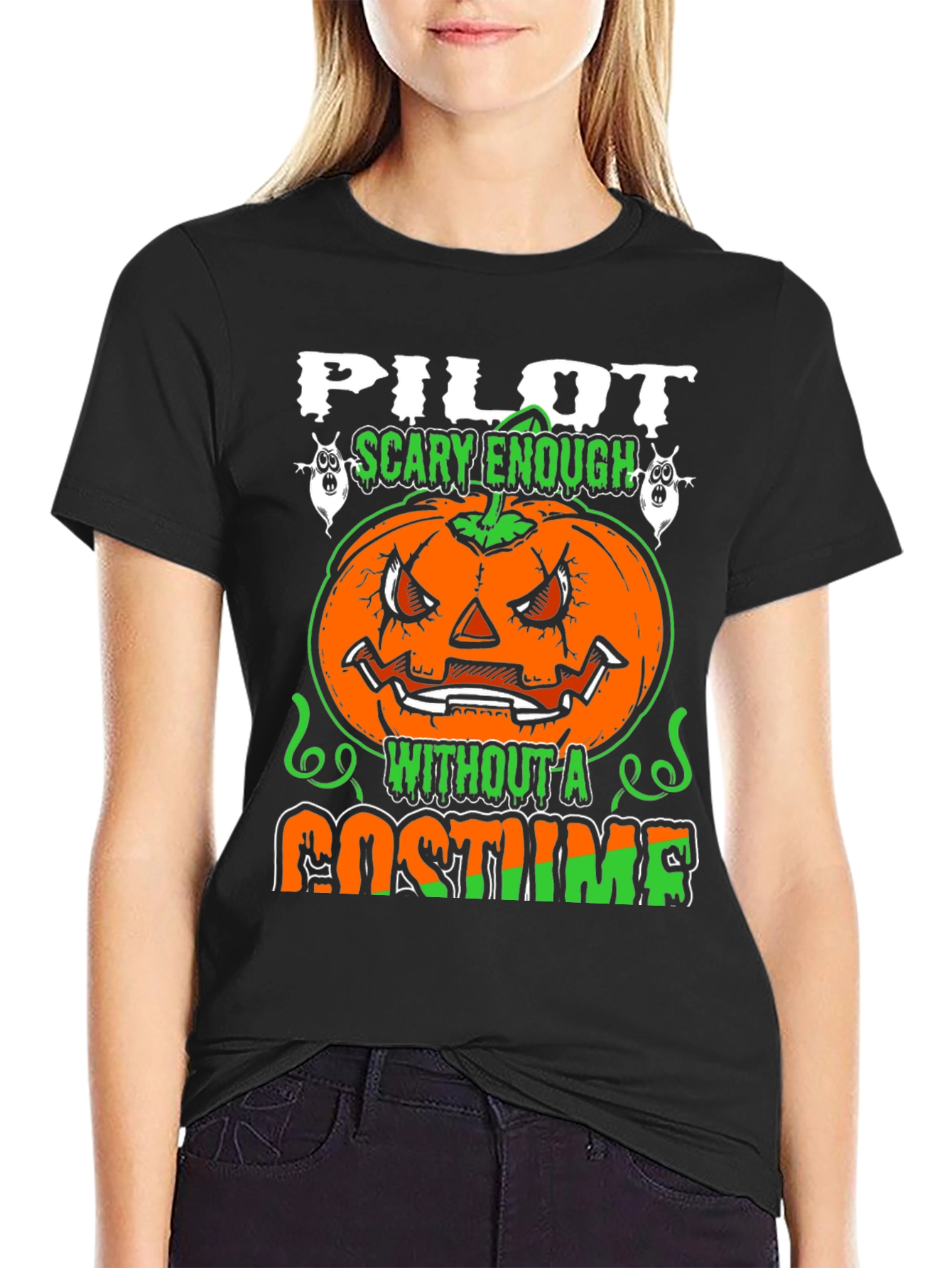 Pilot Scary Enough Halloween Graphic T-Shirt