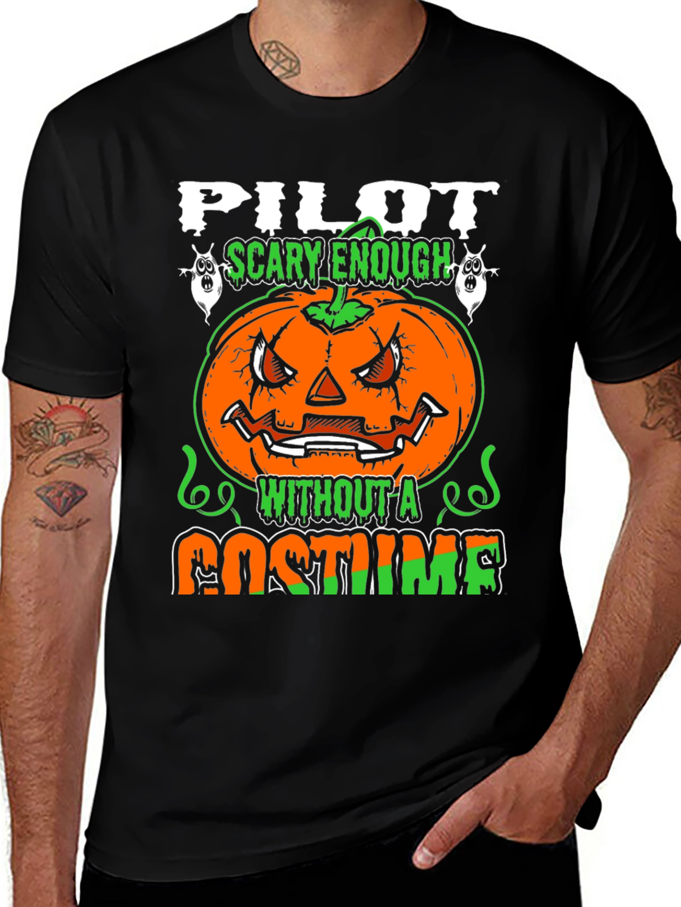 Pilot Scary Enough Halloween Graphic T-Shirt