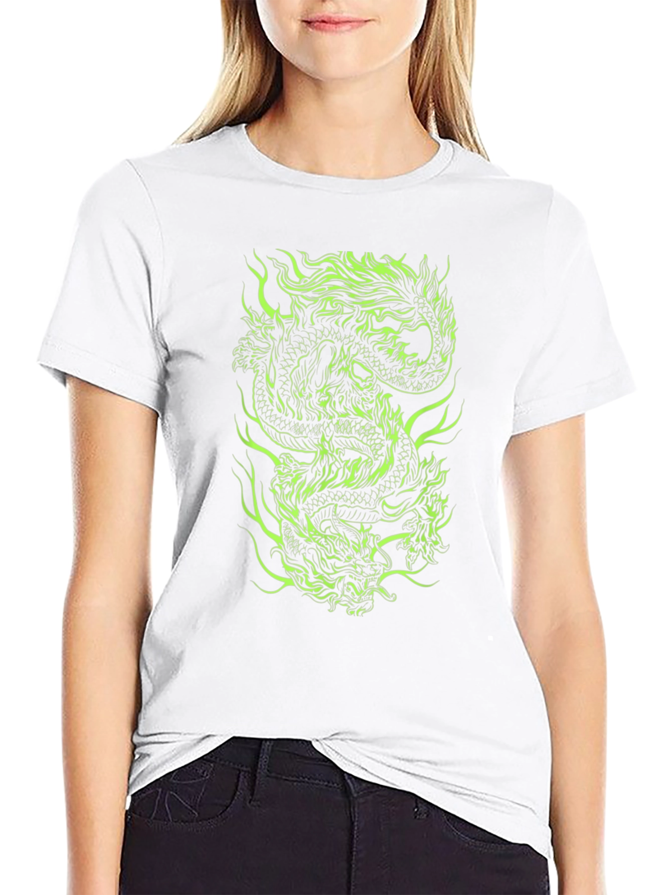 Dragon Graphic Print Tee - Black