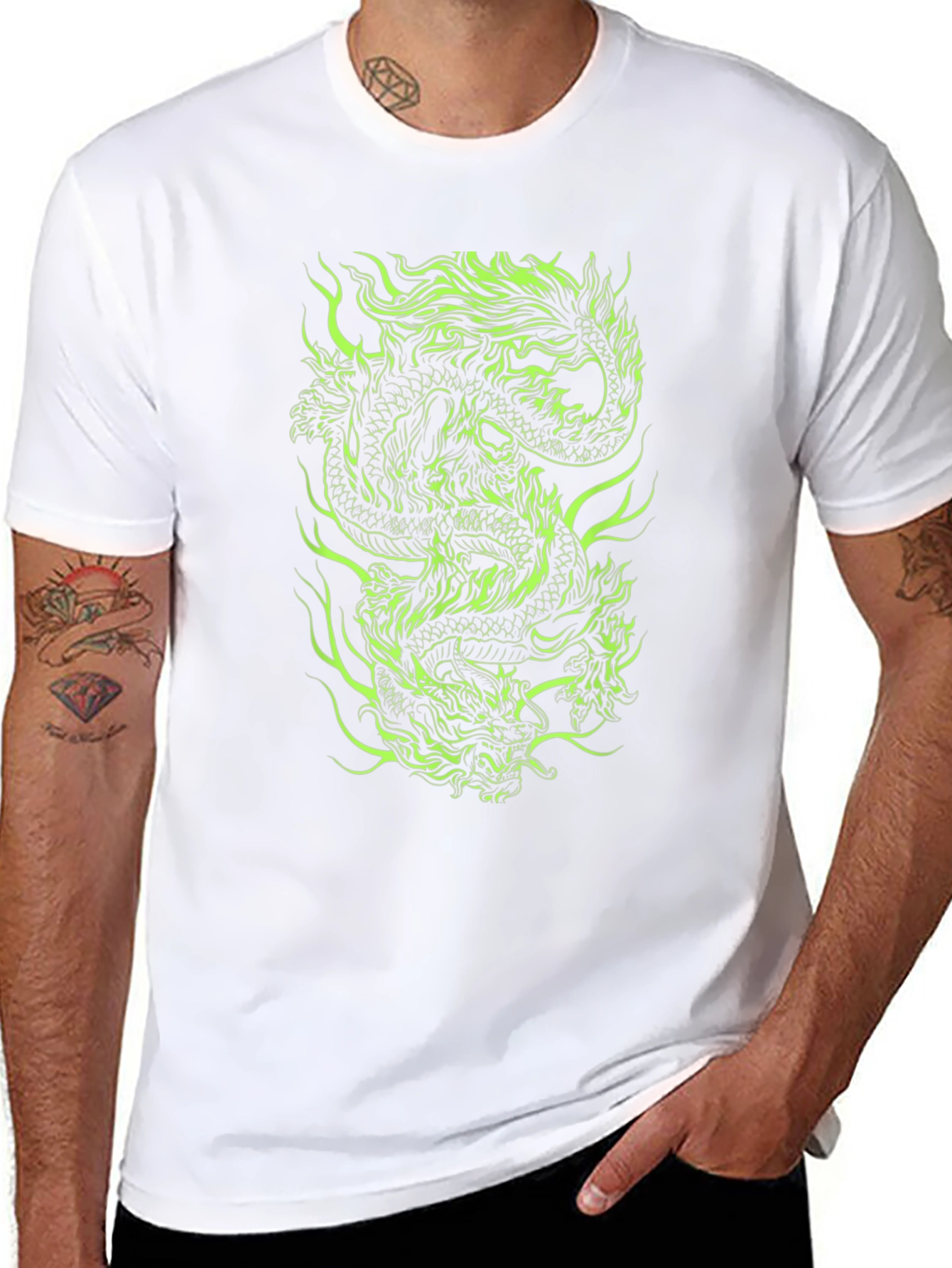 Dragon Graphic Print Tee - Black