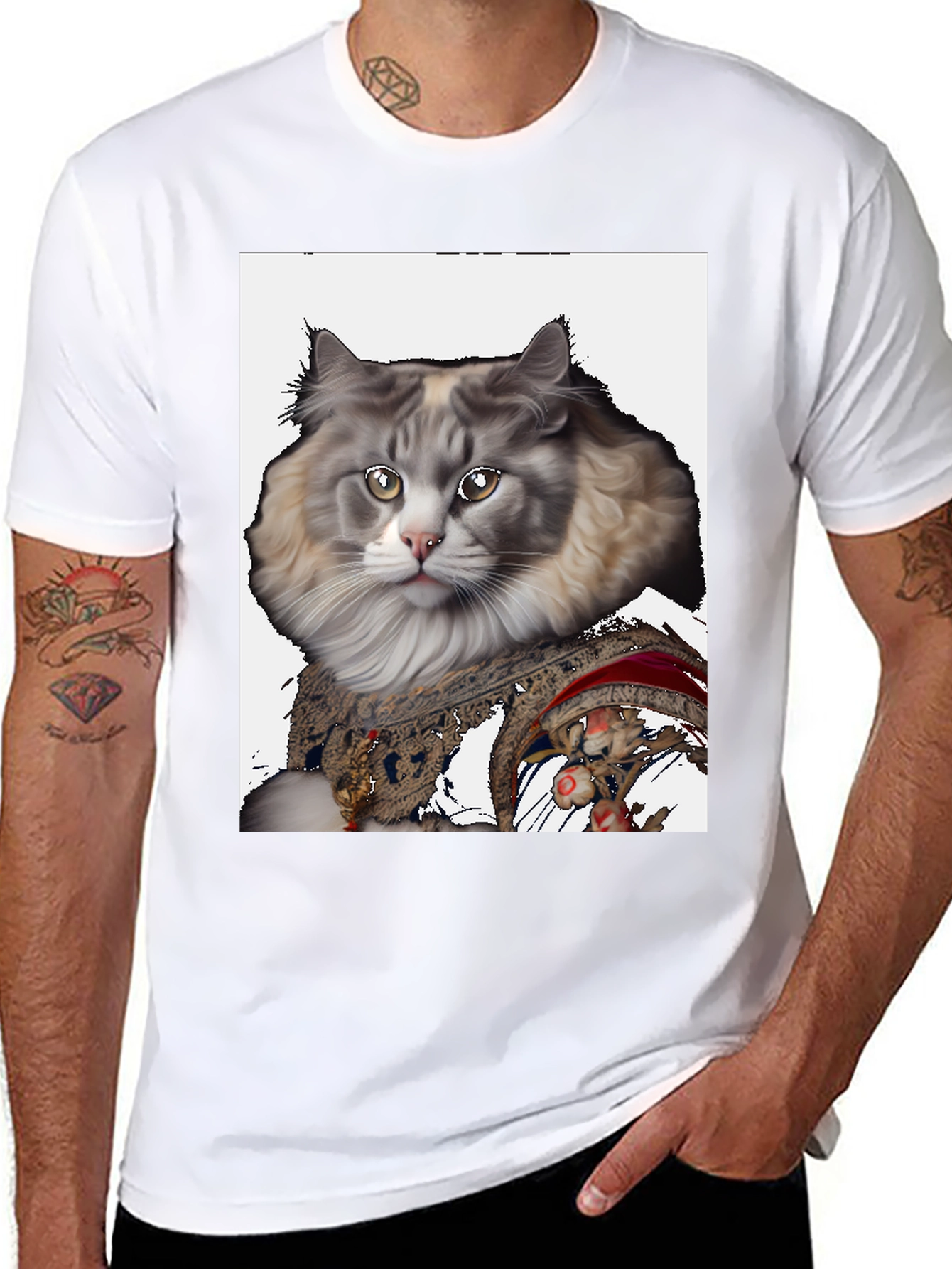 Cat Portrait T-Shirt - Unique Graphic Tee