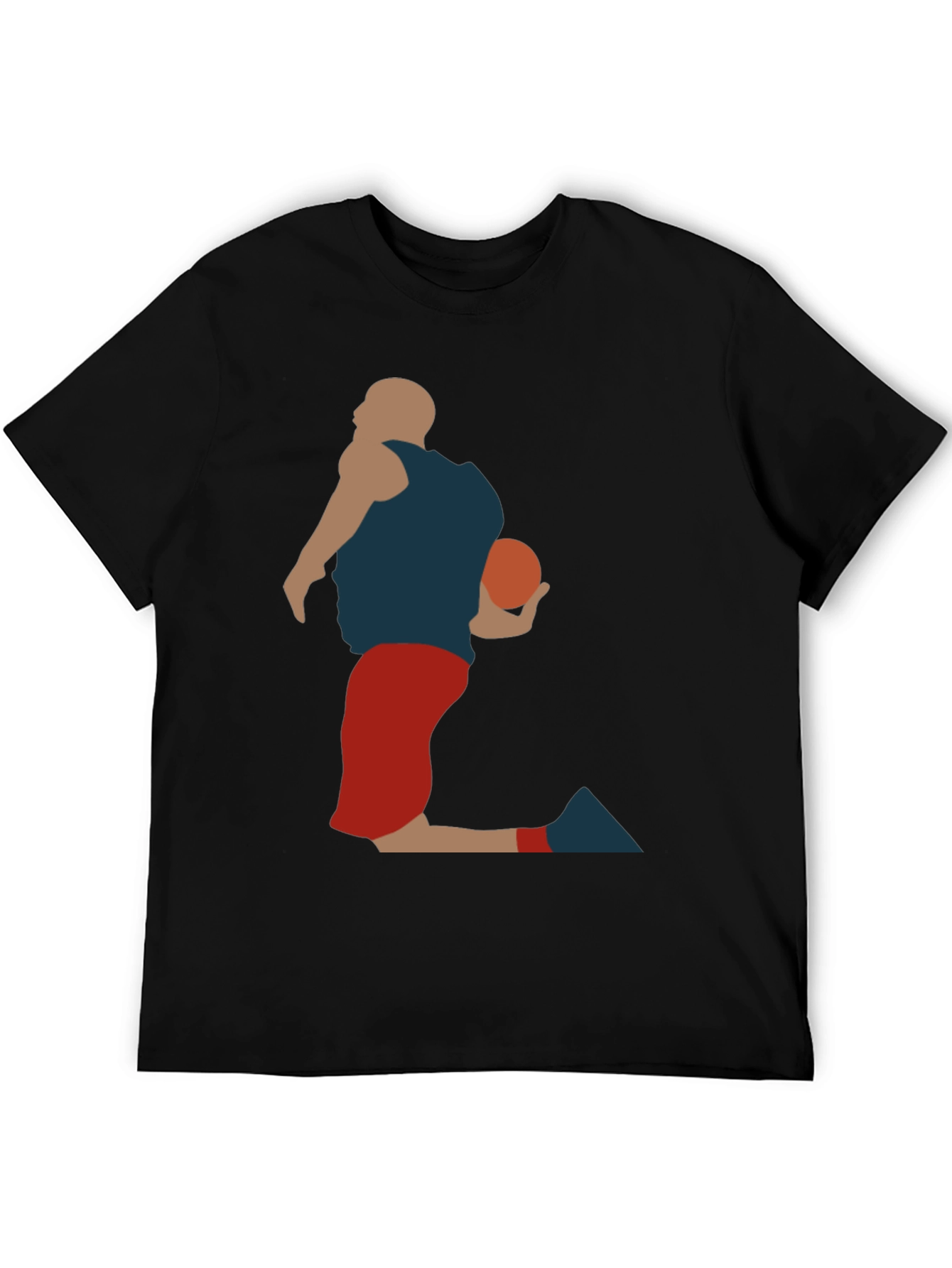 Basketball Player Silhouette Graphic Tee - Black