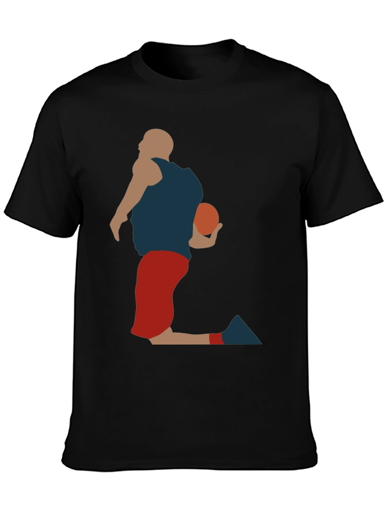 Basketball Player Silhouette Graphic Tee - Black