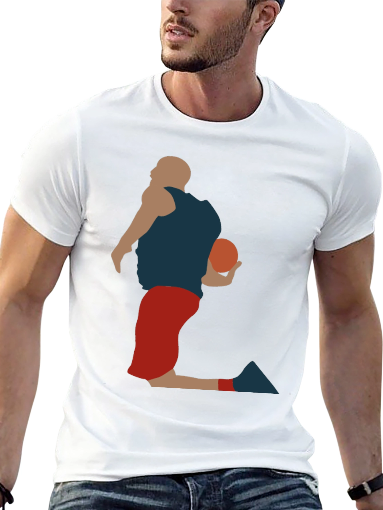 Basketball Player Silhouette Graphic Tee - Black