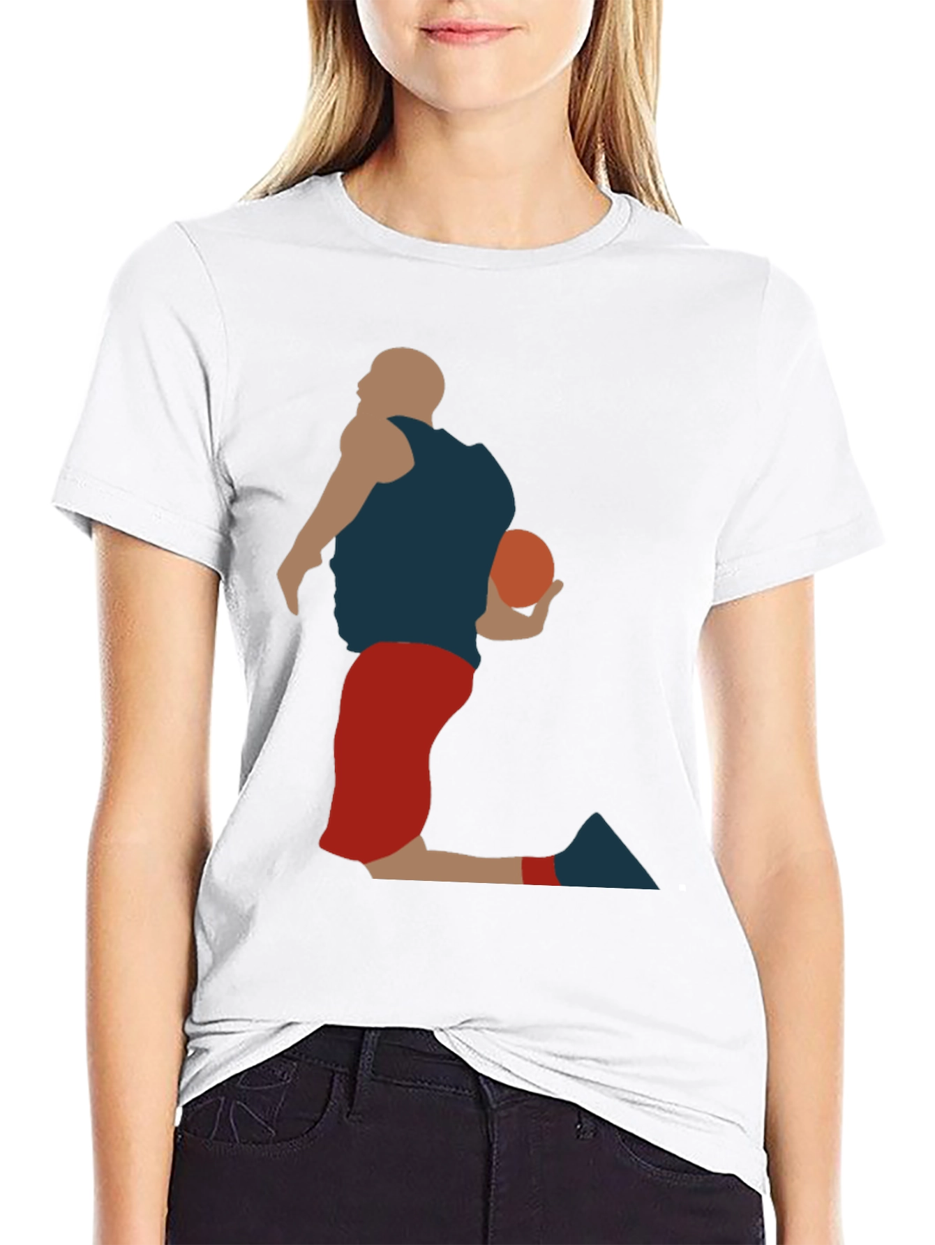 Basketball Player Silhouette Graphic Tee - Black