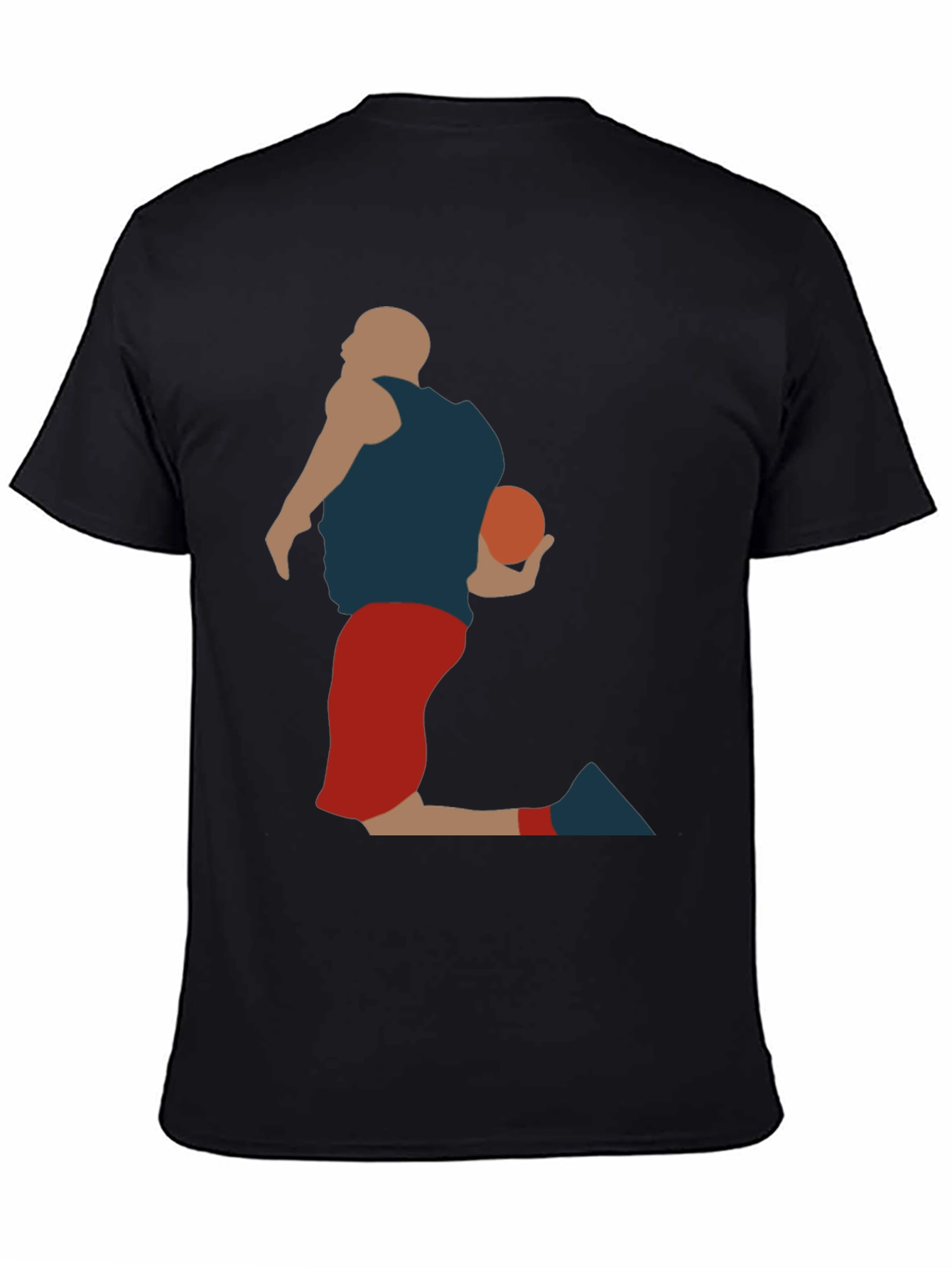 Basketball Player Silhouette Graphic Tee - Black