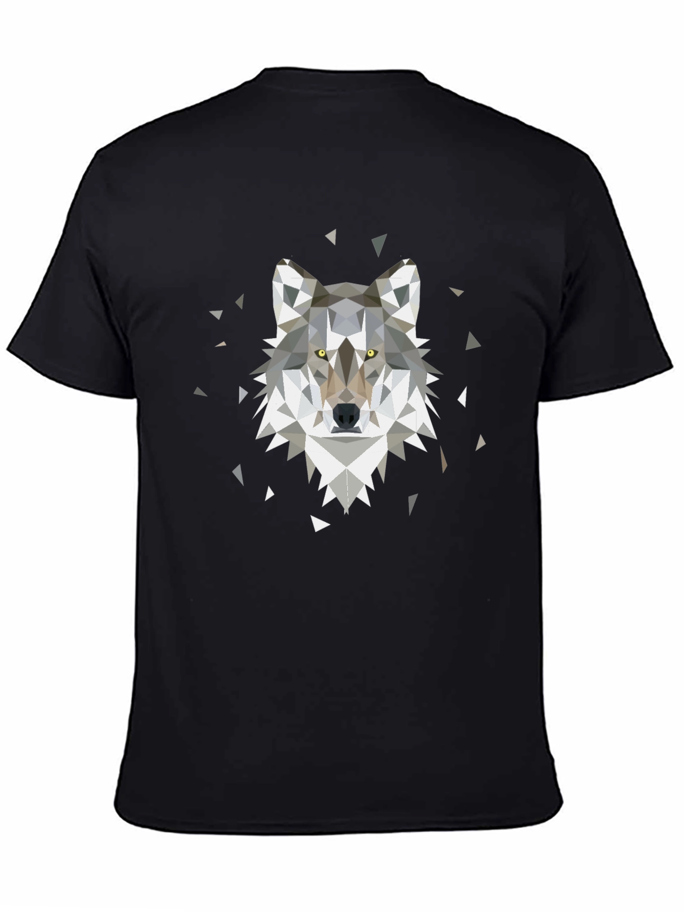 Geometric Wolf Print Tee - Modern Animal Graphic T-Shirt