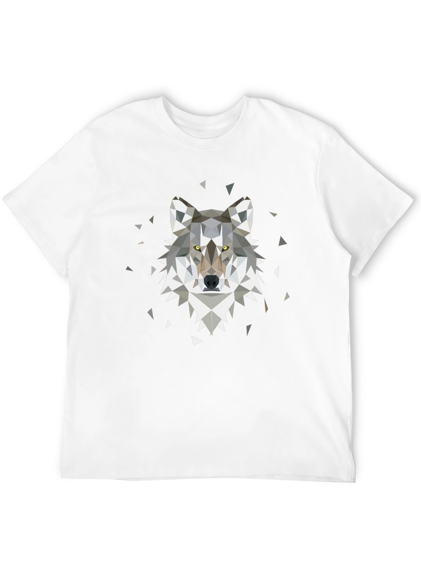 Geometric Wolf Print Tee - Modern Animal Graphic T-Shirt