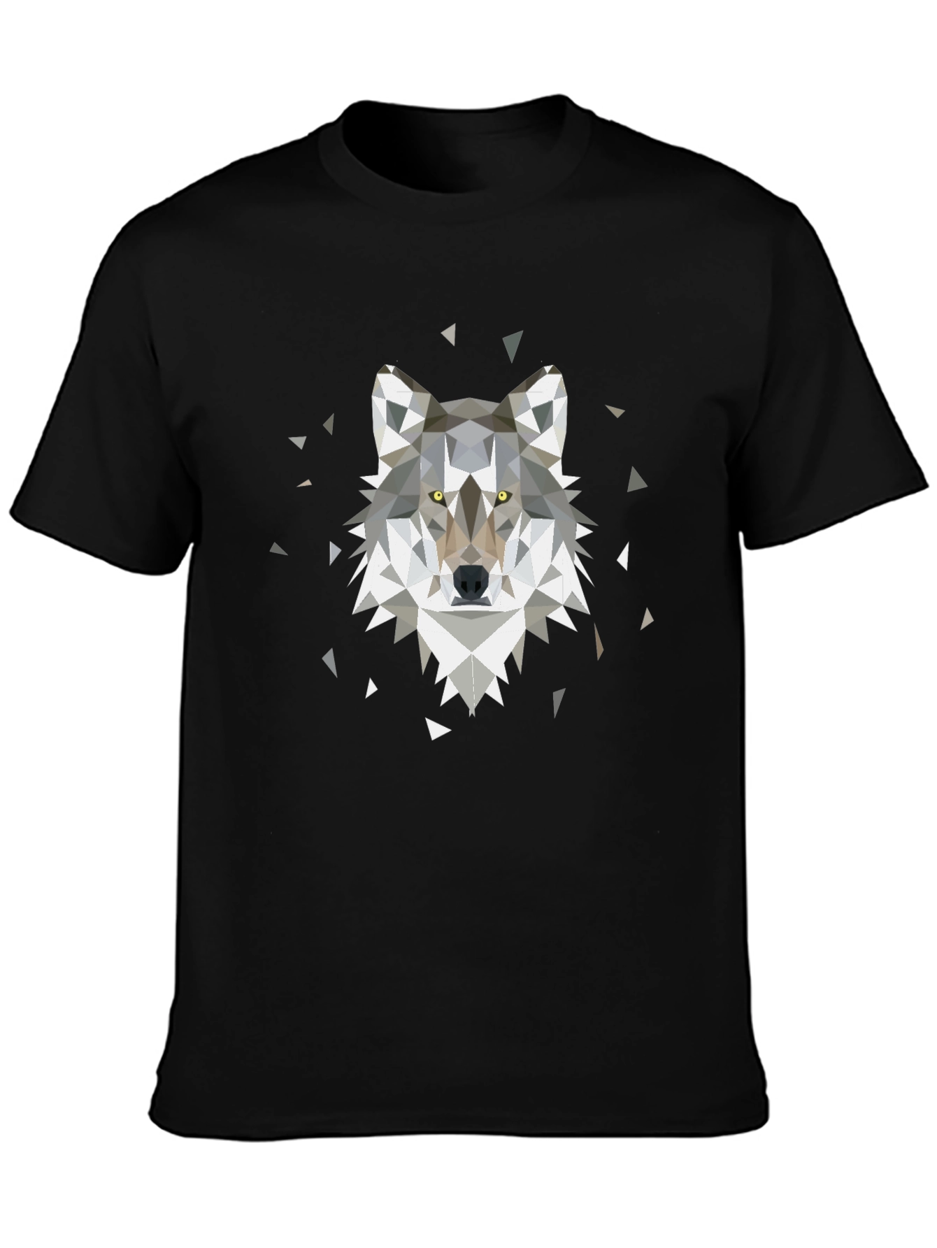 Geometric Wolf Print Tee - Modern Animal Graphic T-Shirt