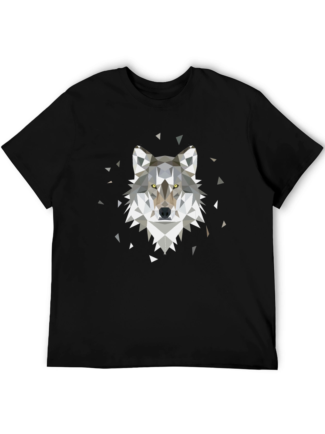 Geometric Wolf Print Tee - Modern Animal Graphic T-Shirt