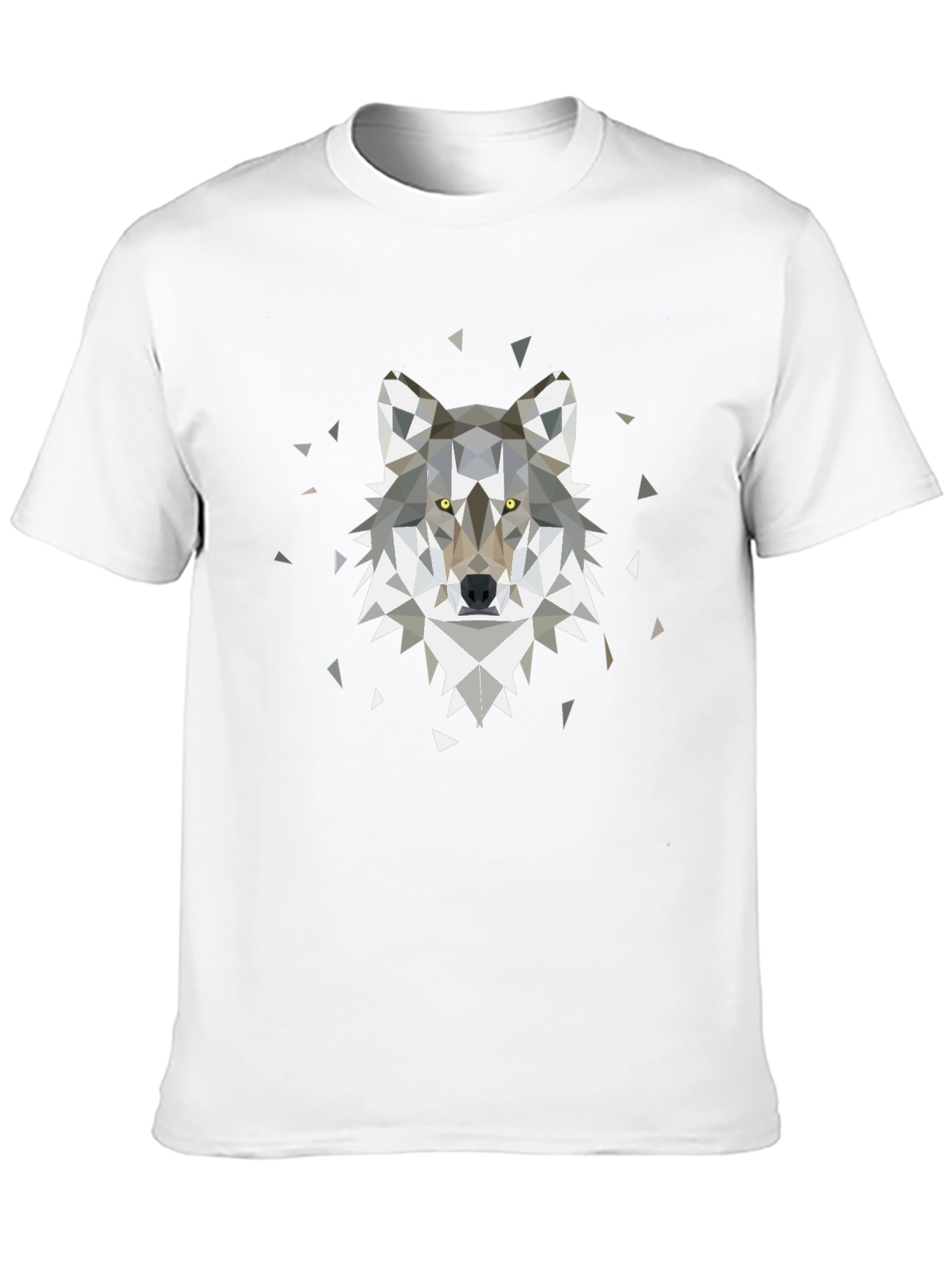 Geometric Wolf Print Tee - Modern Animal Graphic T-Shirt