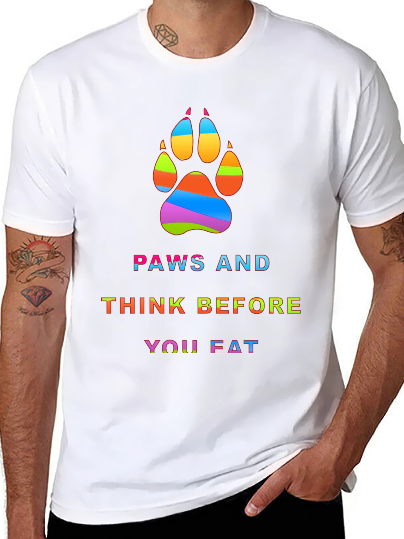 Paws and Think Before You Eat Graphic T-Shirt