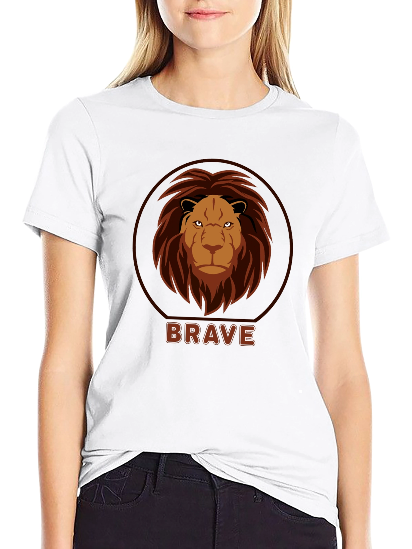 Brave Lion Graphic Black T-Shirt