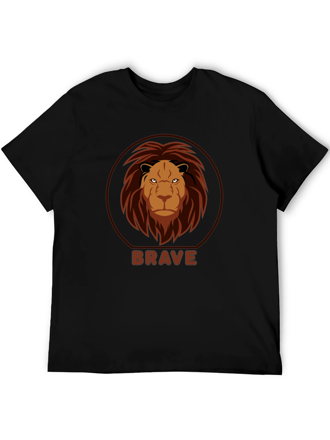 Brave Lion Graphic Black T-Shirt