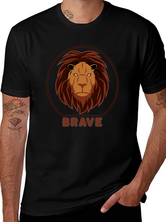 Brave Lion Graphic Black T-Shirt